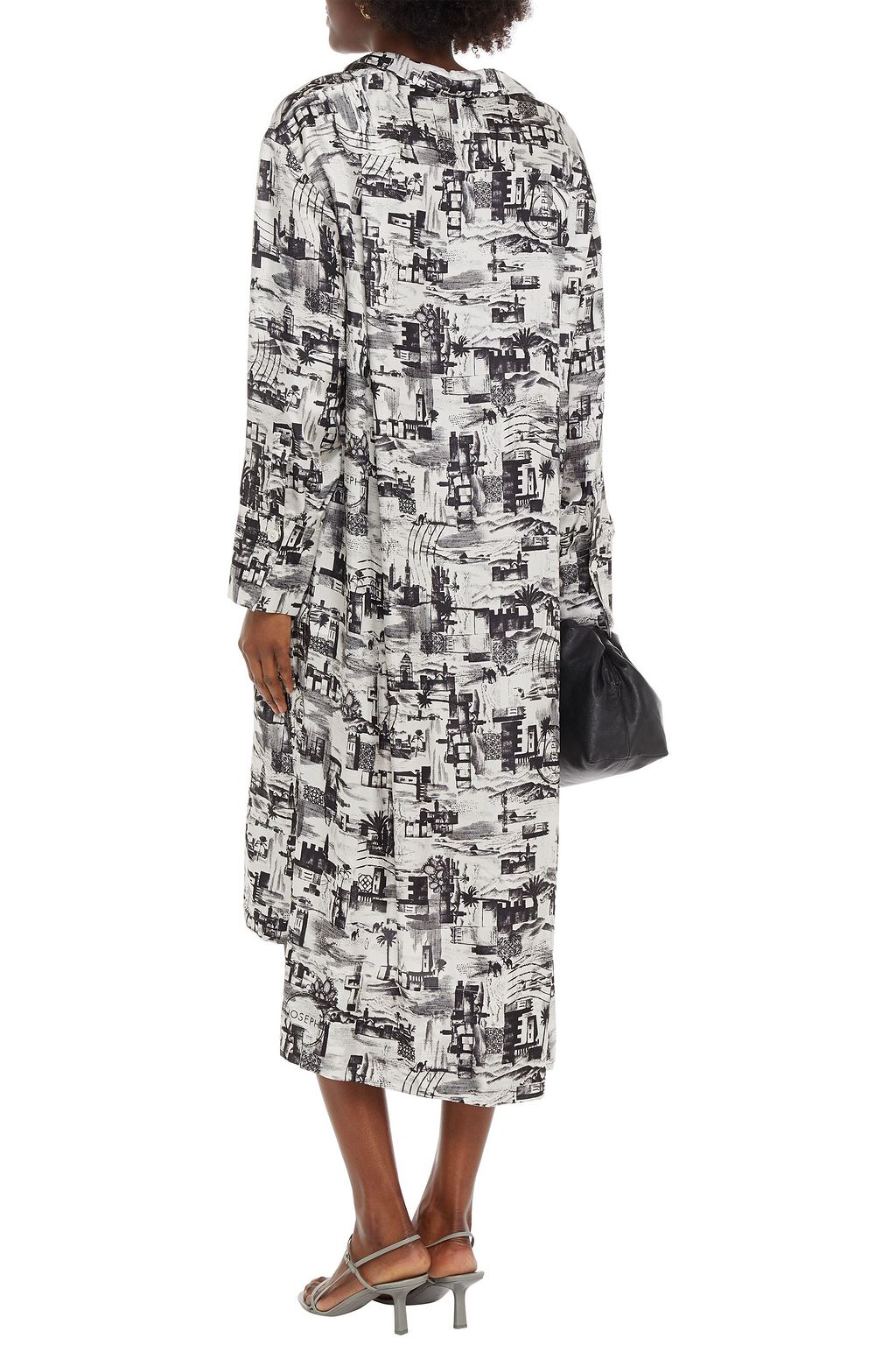 JOSEPH Printed satin-twill midi shirt dress