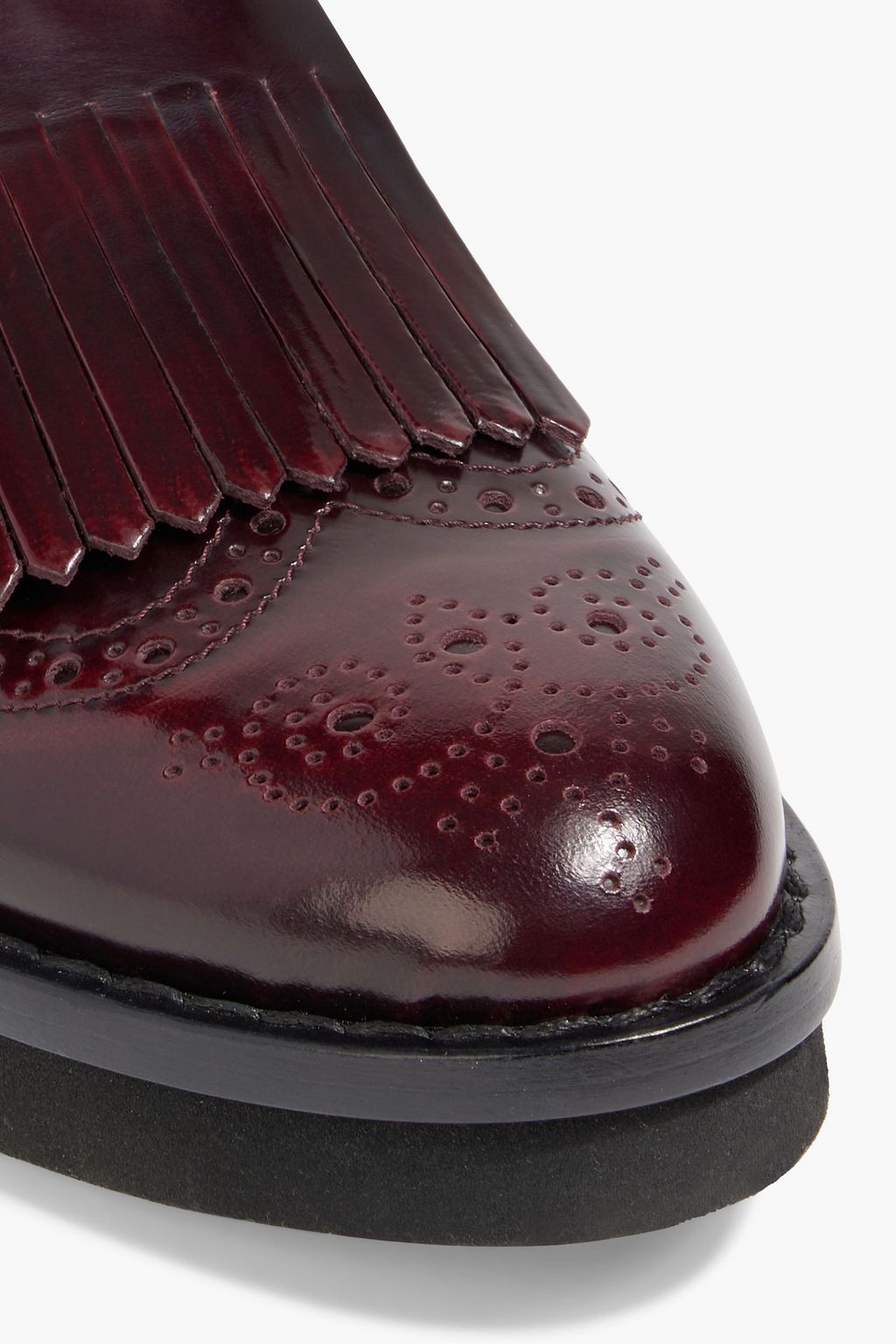 TOD'S Fringed burnished glossed-leather loafers