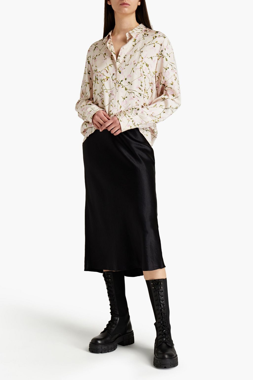 MCQUEEN Printed silk-satin shirt