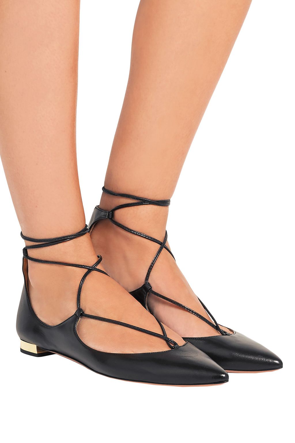 AQUAZZURA Christy leather point-toe flats