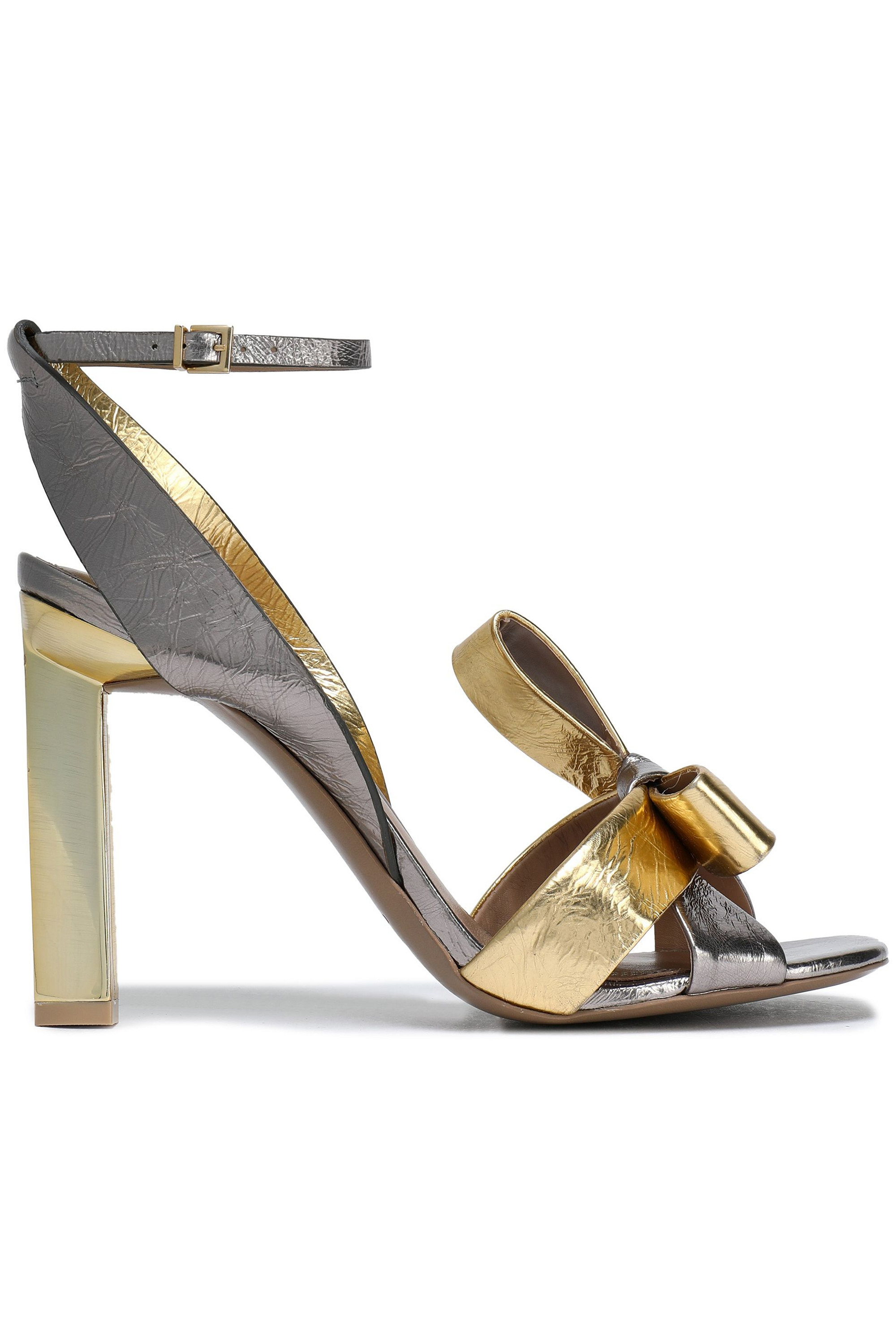 MERCEDES CASTILLO April satin bow-embellished velvet sandals