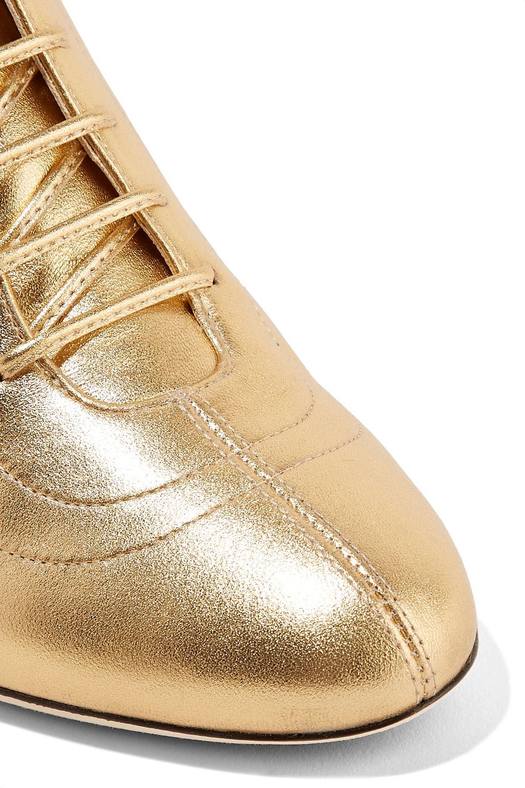 JIMMY CHOO Daize 85 lace-up metallic leather ankle boots