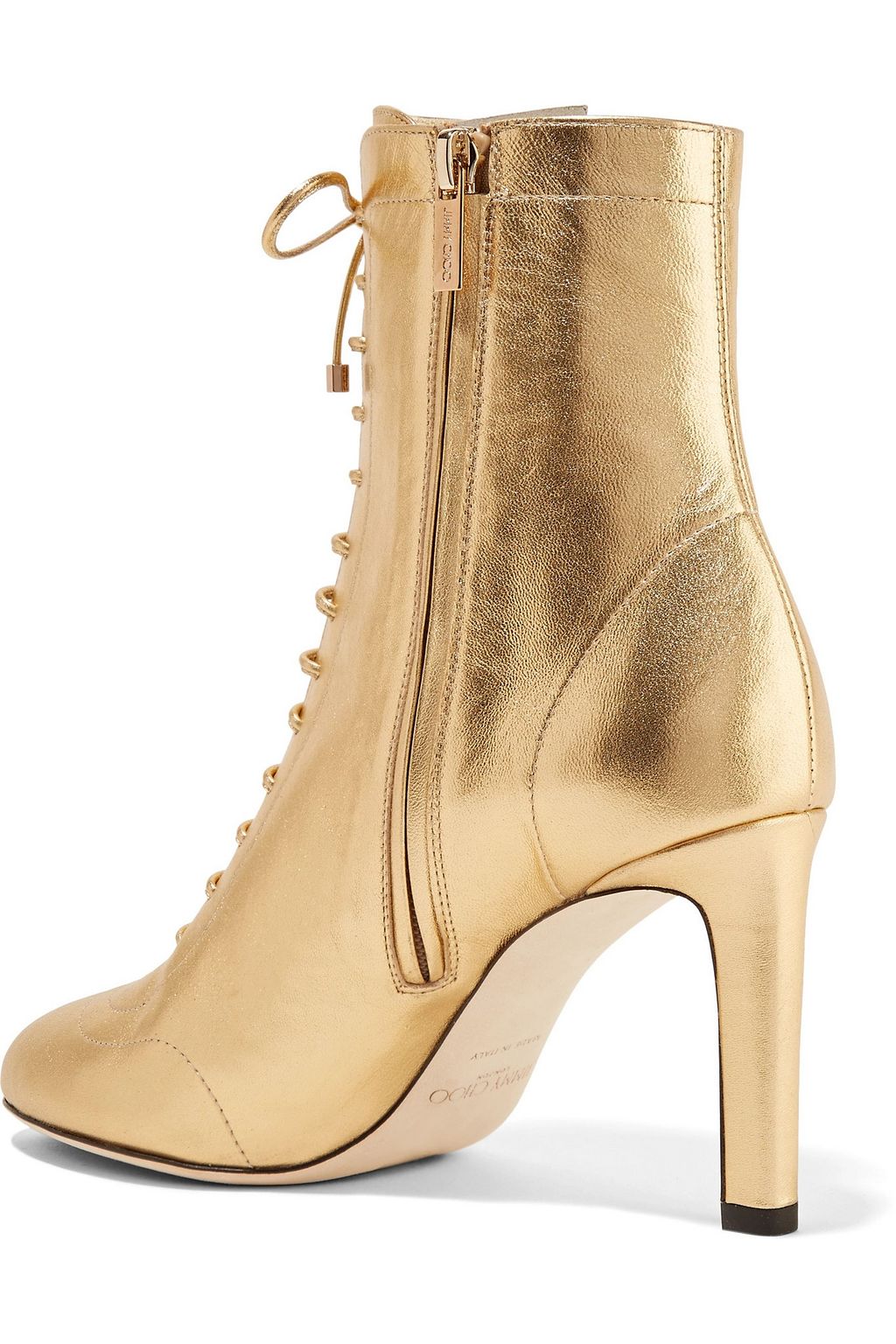JIMMY CHOO Daize 85 lace-up metallic leather ankle boots