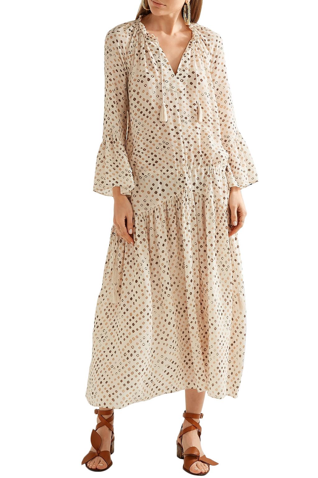 ULLA JOHNSON Lotte printed silk crepe de chine midi dress