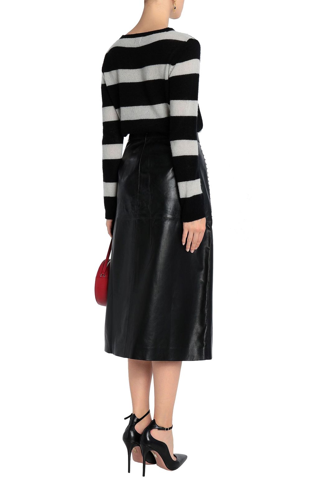 VALENTINO GARAVANI Studded leather midi skirt