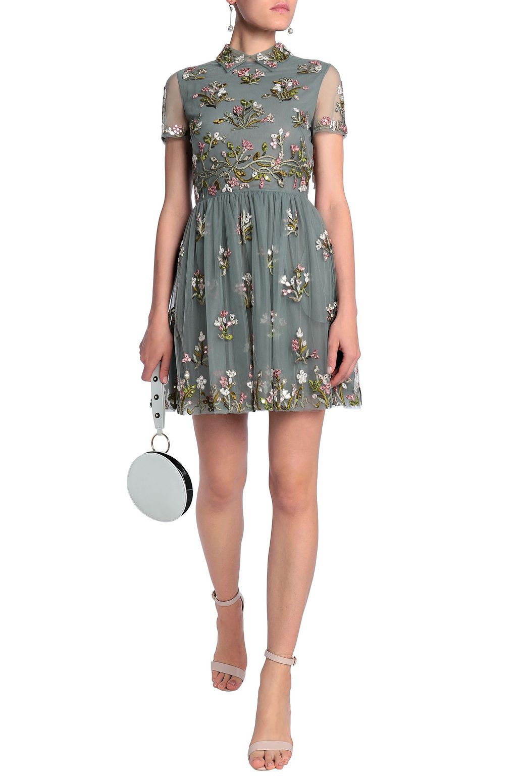 VALENTINO GARAVANI Embellished tulle mini dress