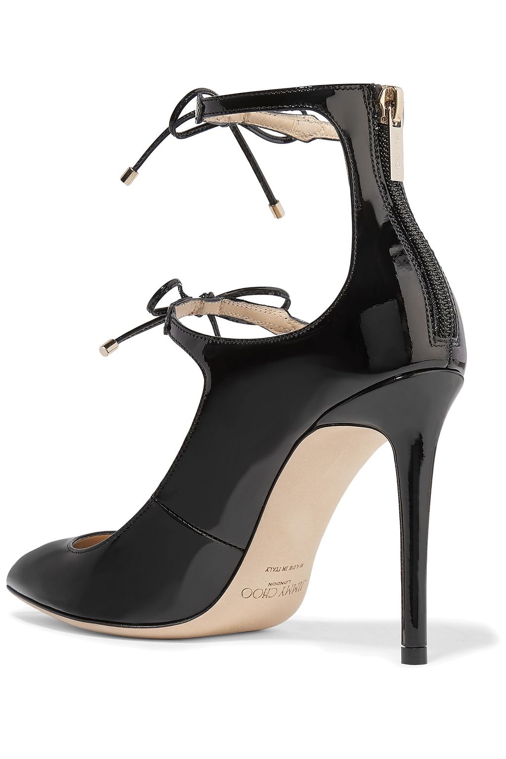 JIMMY CHOO Sage 100 bow-embellished patent-leather pumps