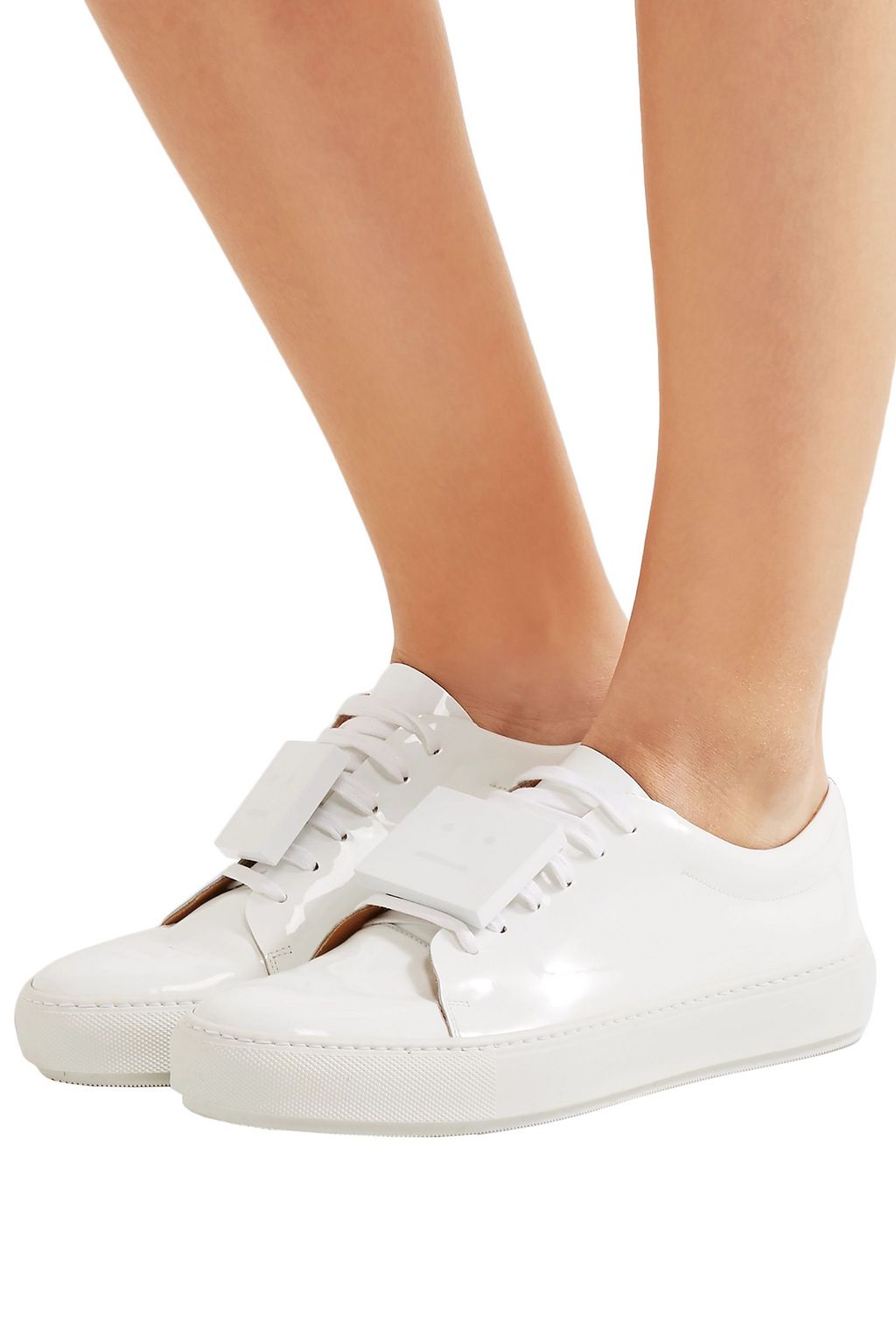 ACNE STUDIOS Adriana plaque-detailed patent-leather sneakers