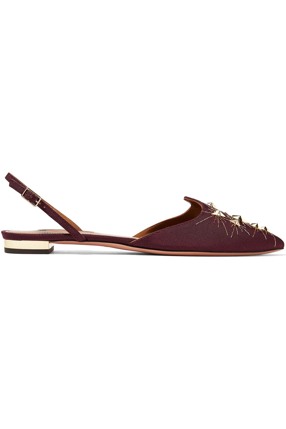Aquazzura Woman Nairobi Embellished Faille Point-toe Flats Plum Size 40