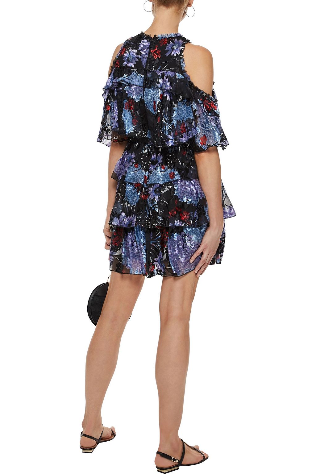 ALICE + OLIVIA Nichola cold-shoulder printed fil coupé silk-blend mini dress