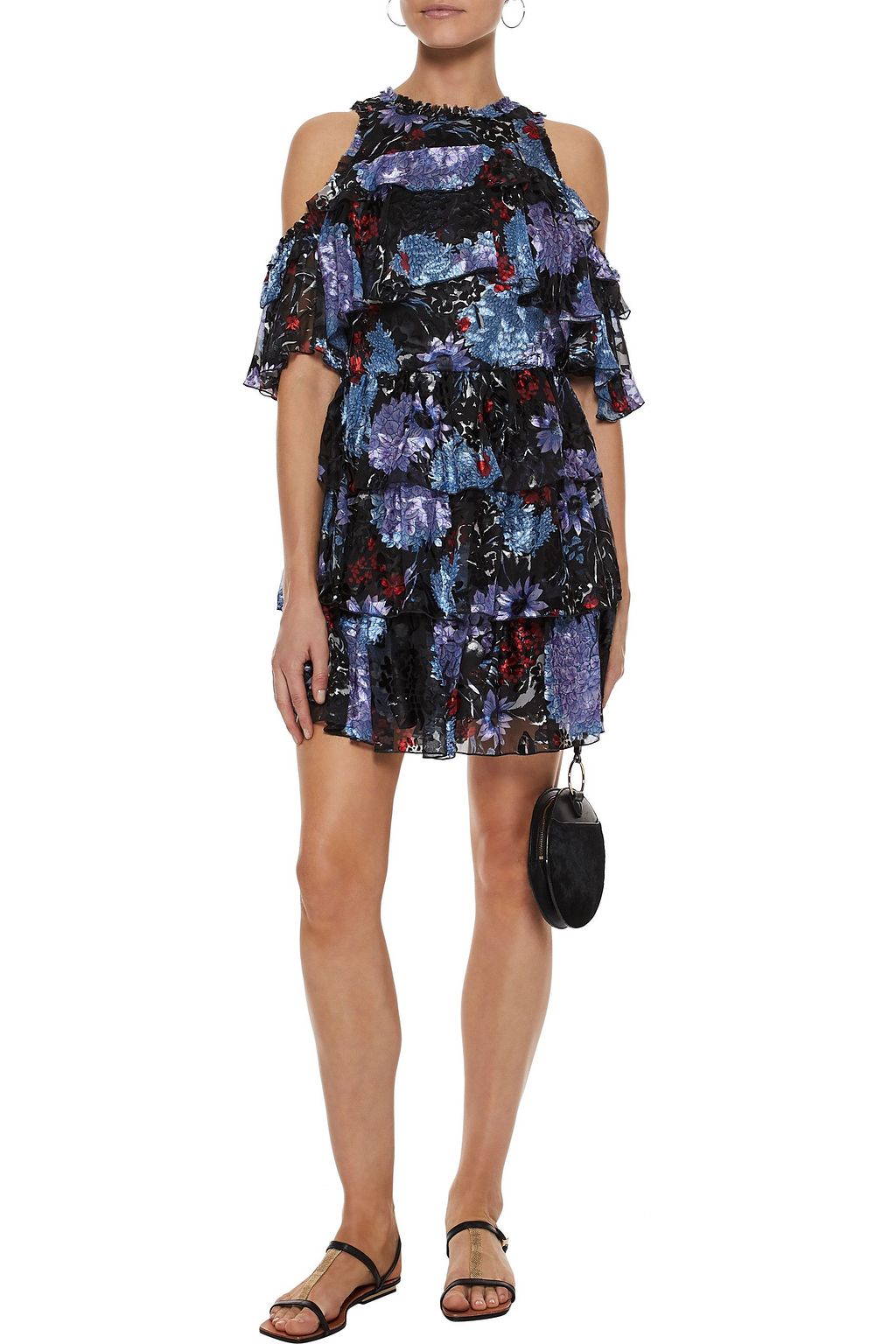 ALICE + OLIVIA Nichola cold-shoulder printed fil coupé silk-blend mini dress