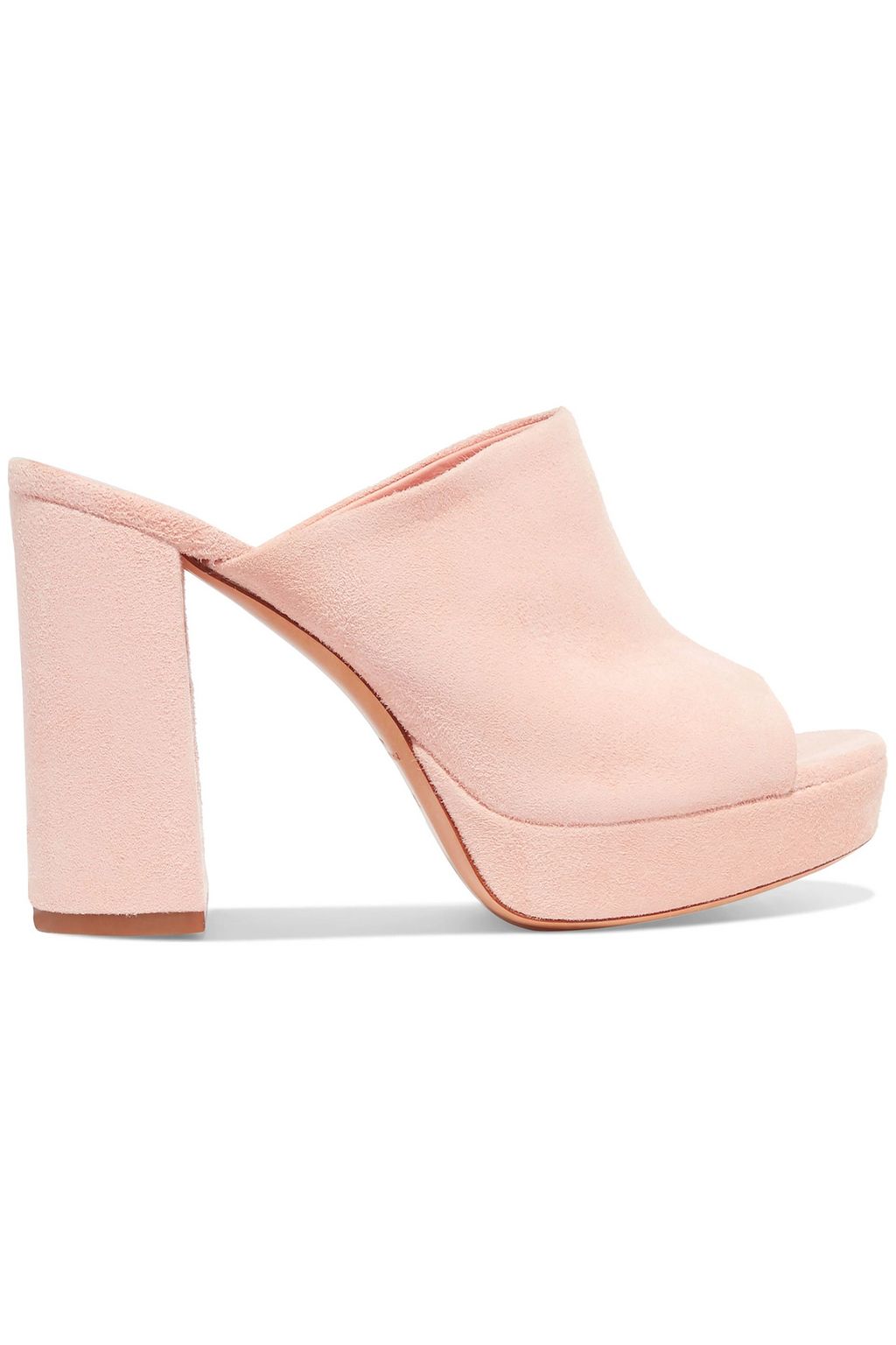 pink suede mules