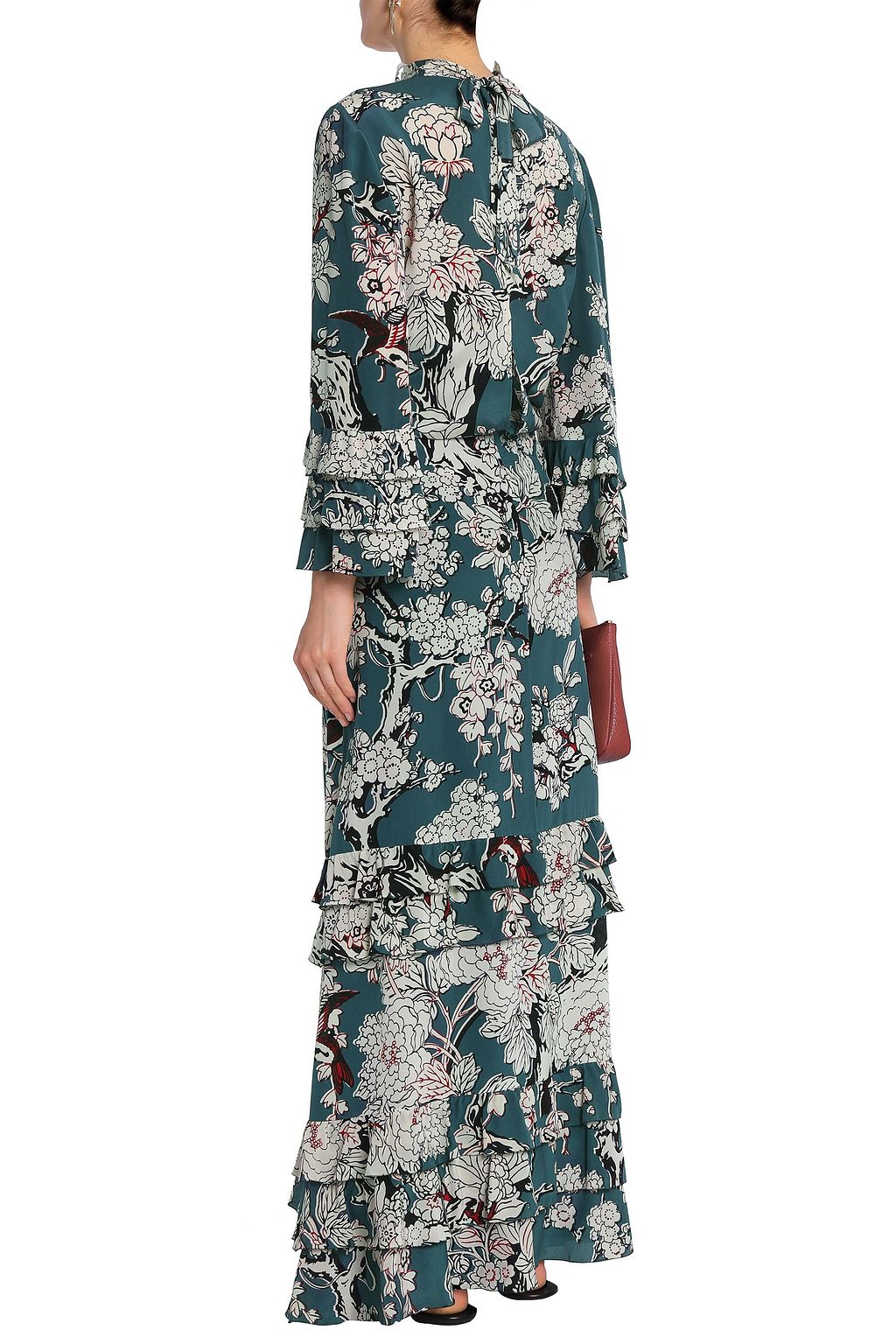 VALENTINO GARAVANI Tiered floral-print silk crepe de chine gown