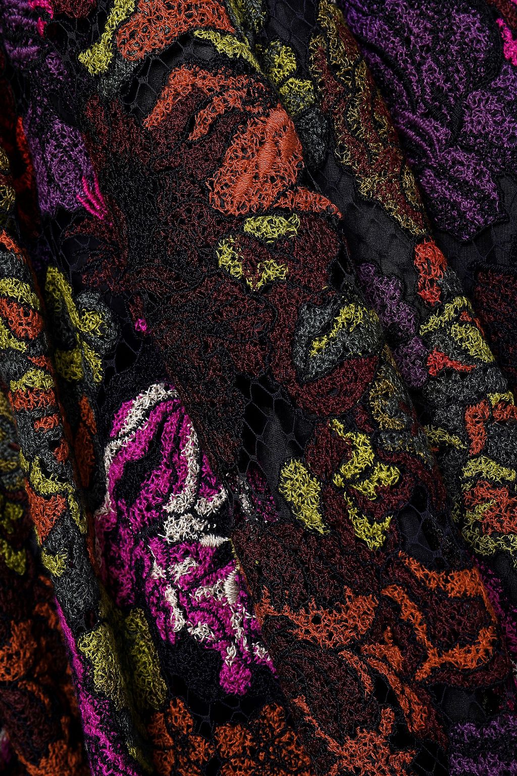 VALENTINO GARAVANI コットン混 レース＆メッシュ ロングドレス
