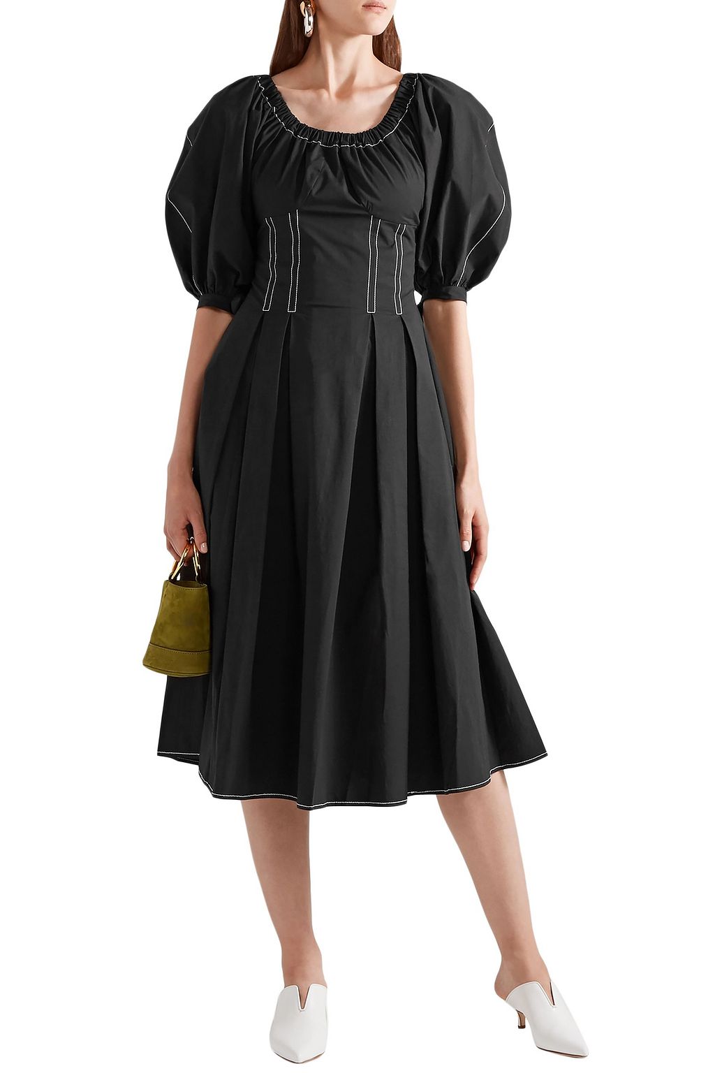 REJINA PYO Greta gathered cotton-poplin dress