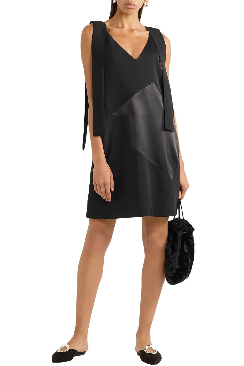 VICTORIA BECKHAM Twill and satin-paneled mini dress