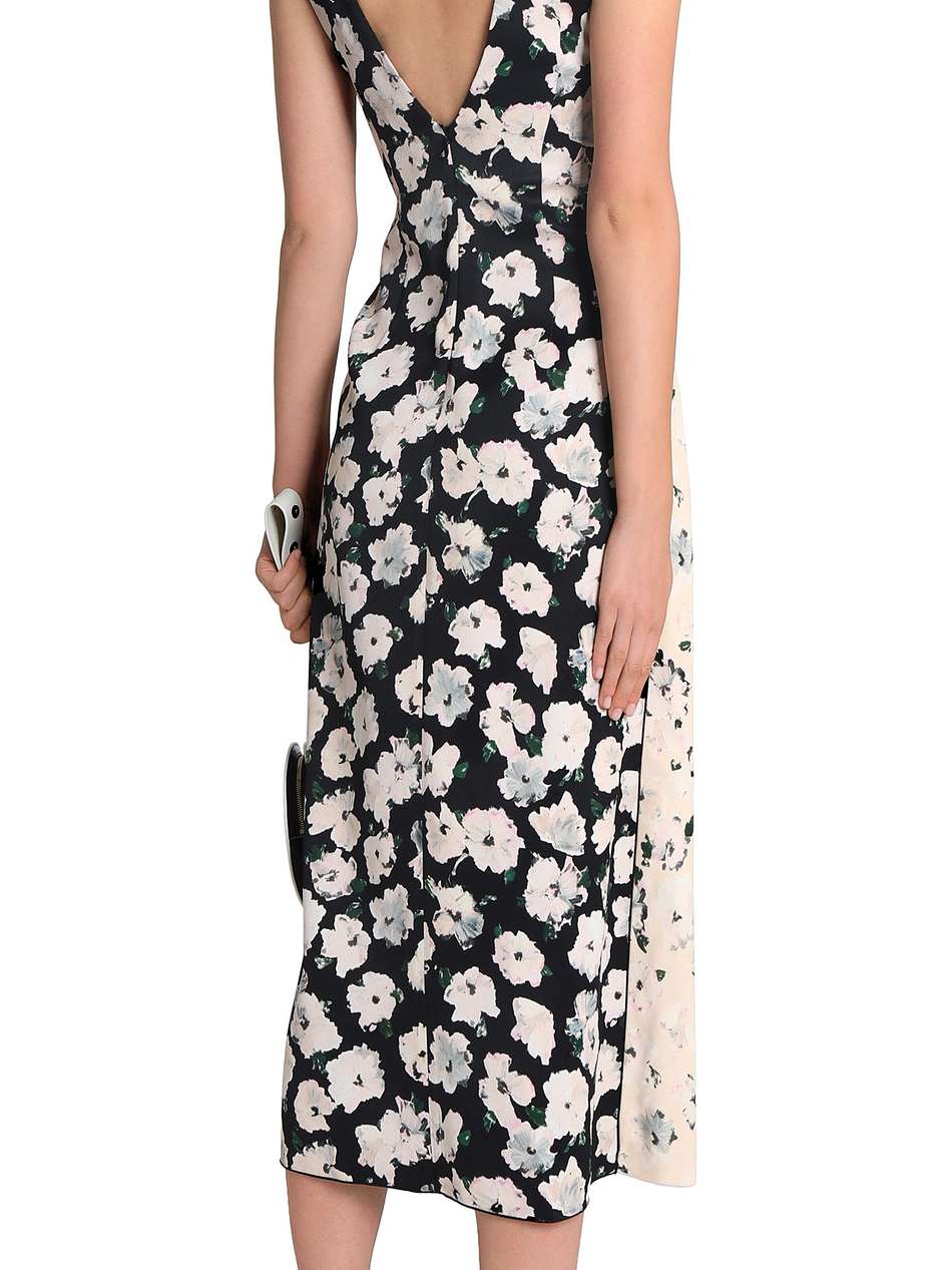 ruffled floral-print crepe midi dress