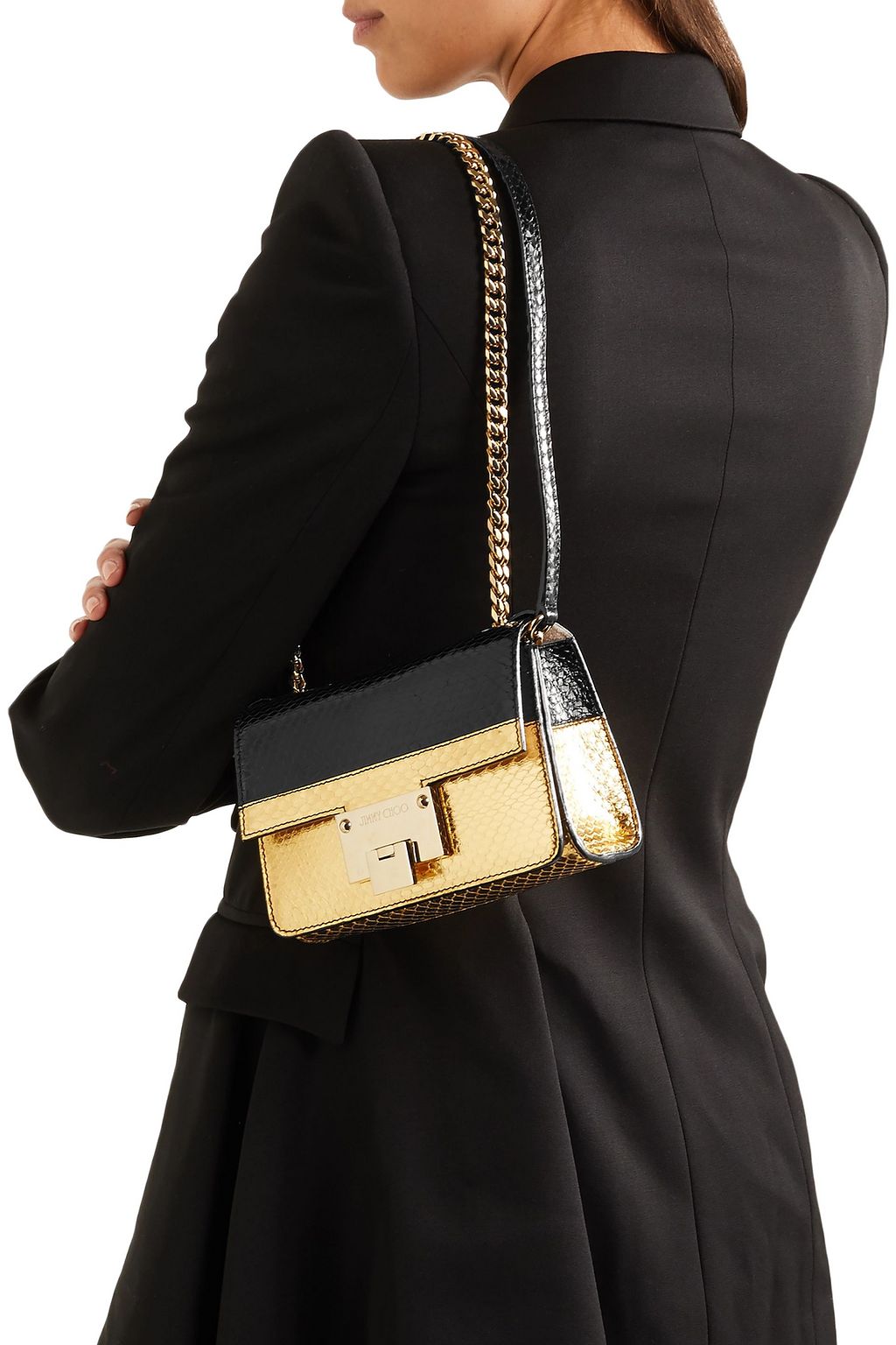JIMMY CHOO Two-tone elaphe shoulder bag