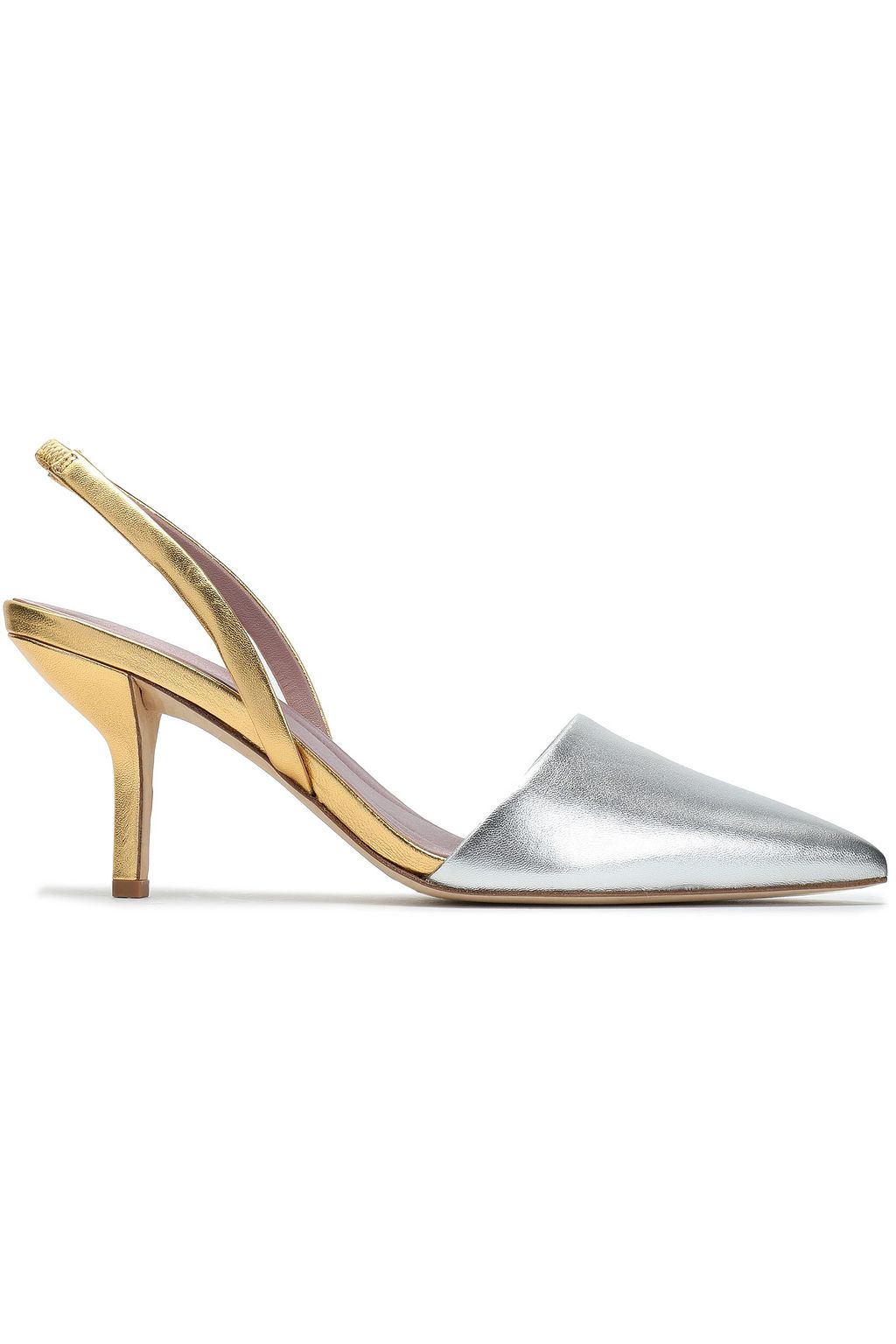 metallic slingback shoes