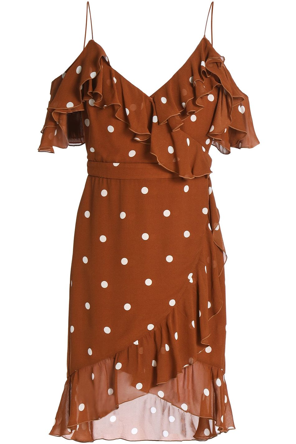 nicholas polka dot ruffle mini dress