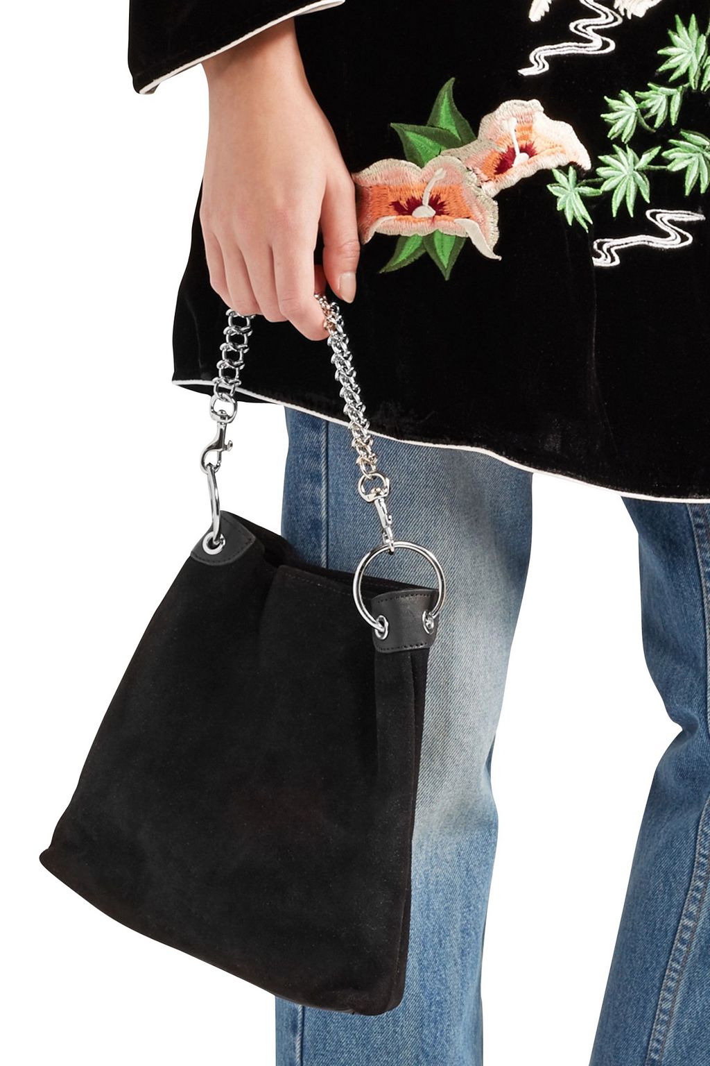 LITTLE LIFFNER Chain-trimmed suede shoulder bag