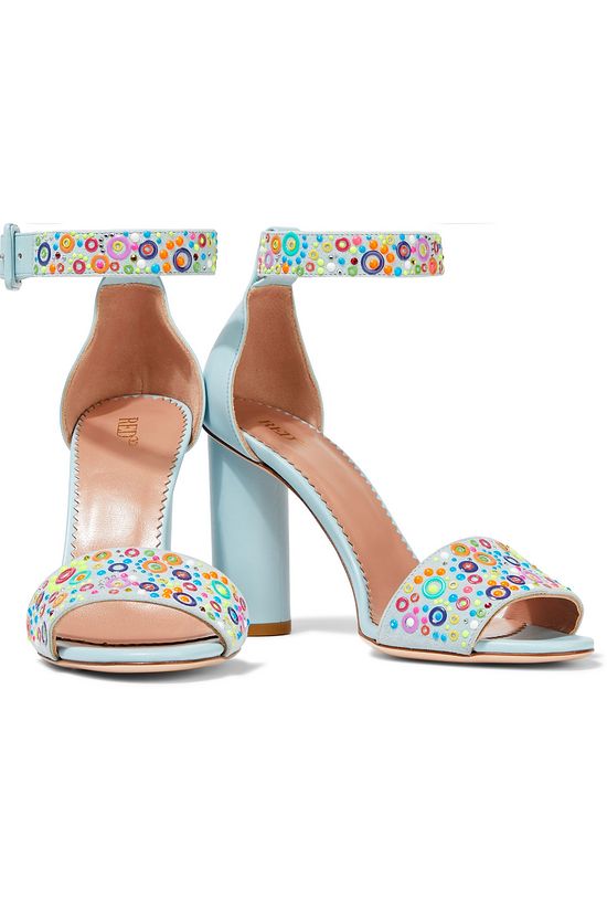Sky blue Embellished suede and leather sandals | Sale up to 70% off | THE OUTNET | RED(V) | THE 