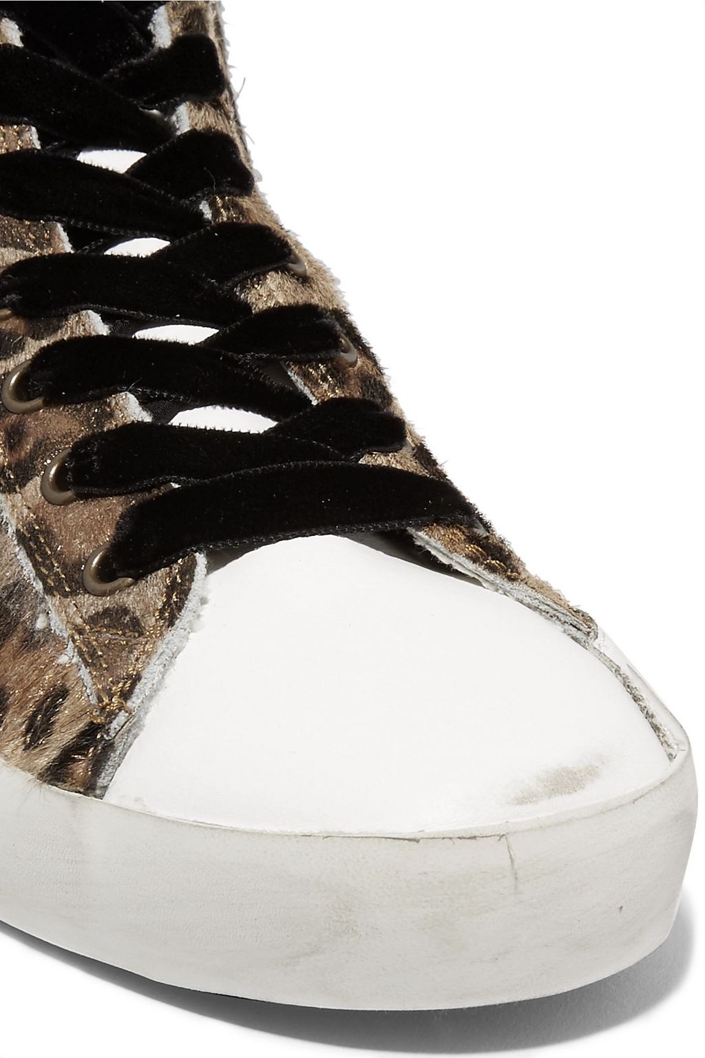 GOLDEN GOOSE Embroidered leopard-print calf hair sneakers