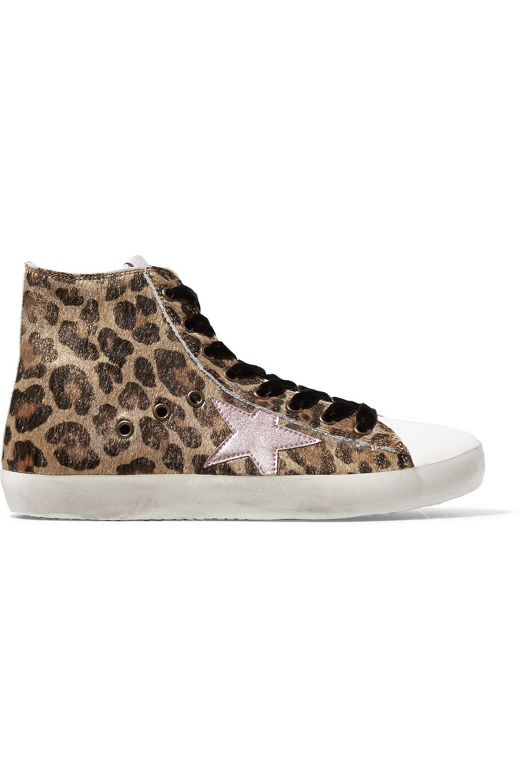 GOOSE Embroidered leopard-print calf hair sneakers | Sale up to 70% off |