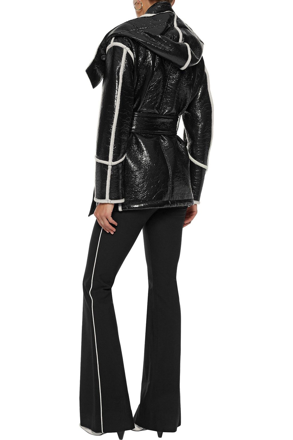BELSTAFF Bethwin double-breasted faux patent-leather and wool-blend hooded coat