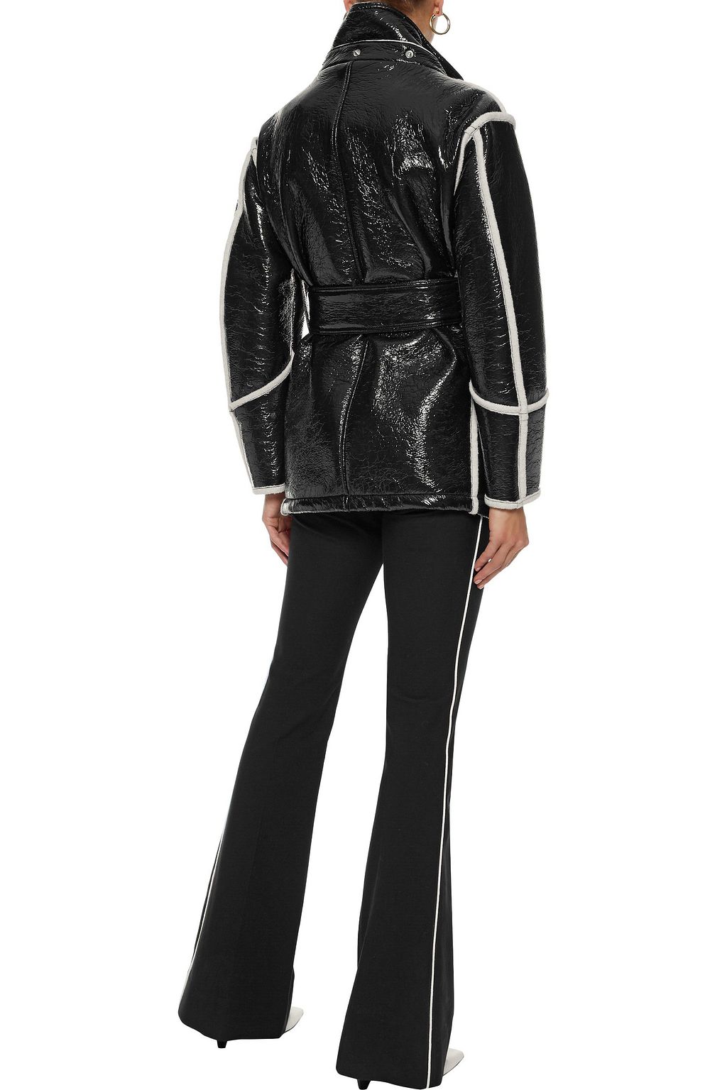 BELSTAFF Bethwin double-breasted faux patent-leather and wool-blend hooded coat