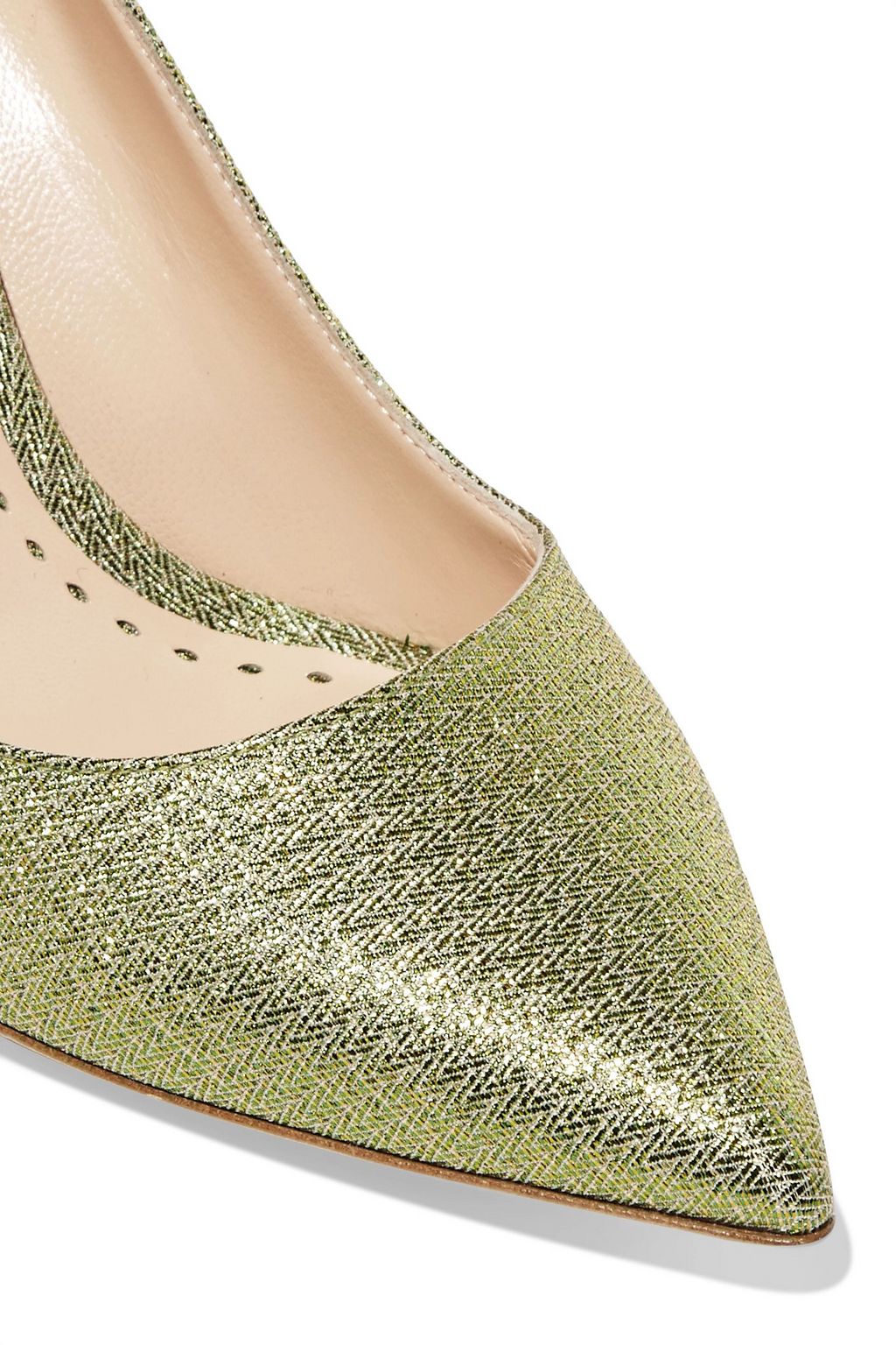 RUPERT SANDERSON Pierrot glittered canvas pumps