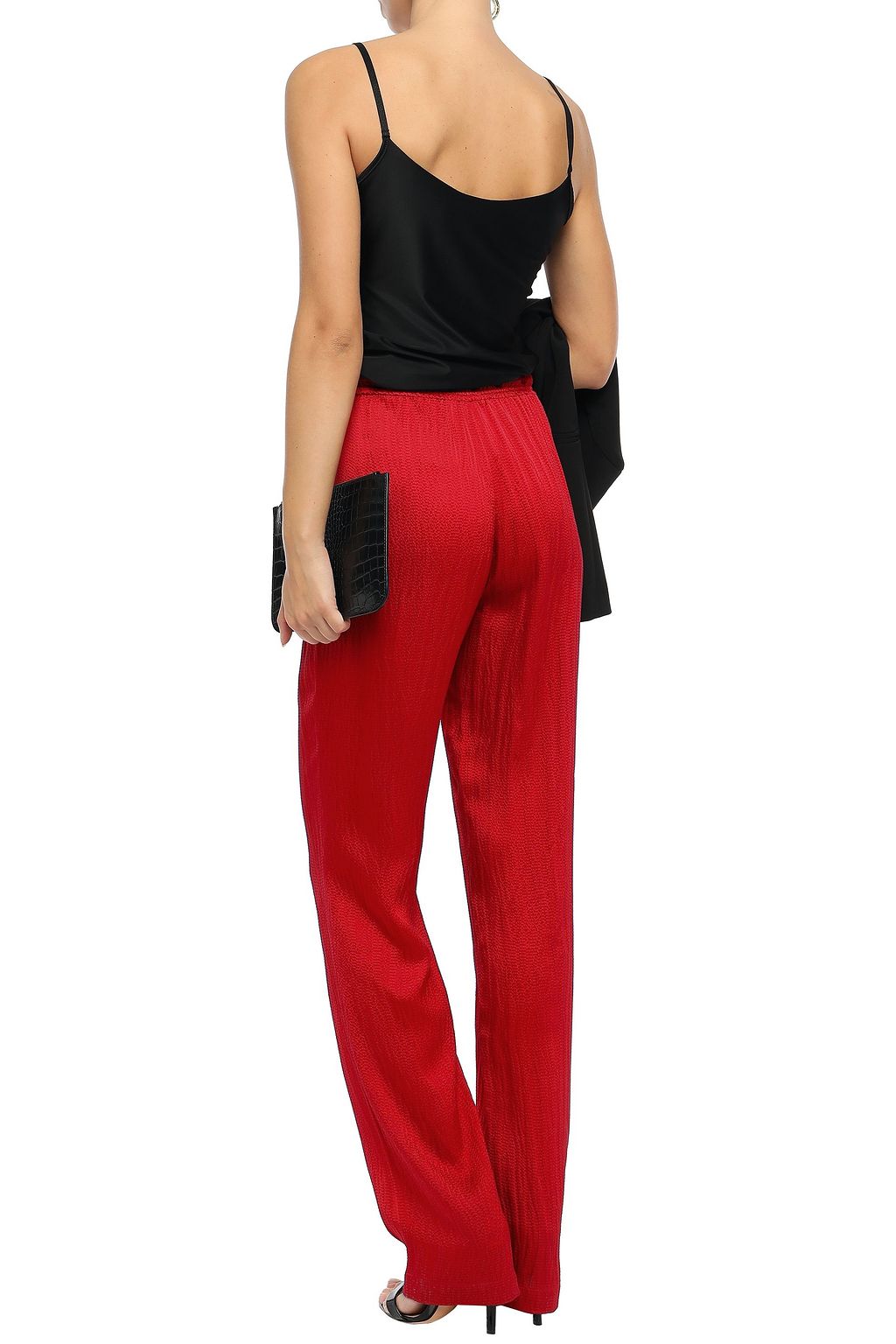 ROLAND MOURET Huddersfield hammered silk-satin straight-leg pants