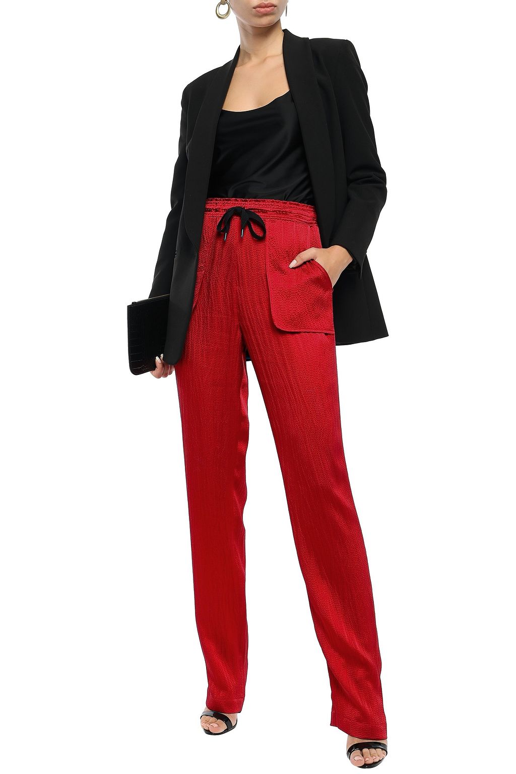 ROLAND MOURET Huddersfield hammered silk-satin straight-leg pants