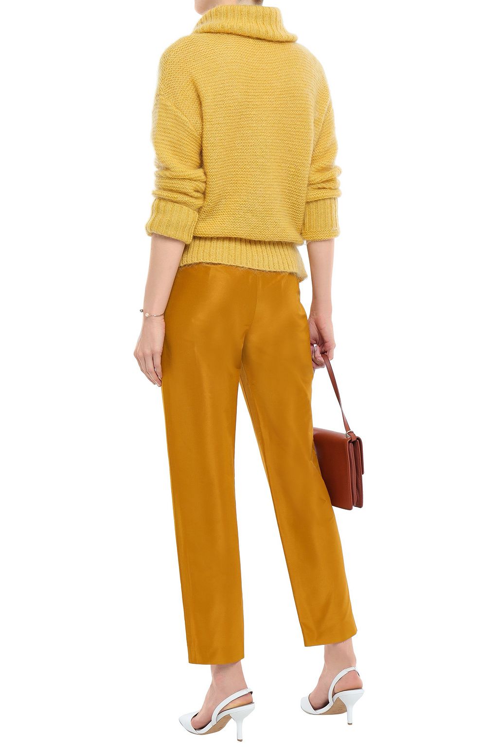 MANSUR GAVRIEL Cropped cotton and silk-blend taffeta tapered pants