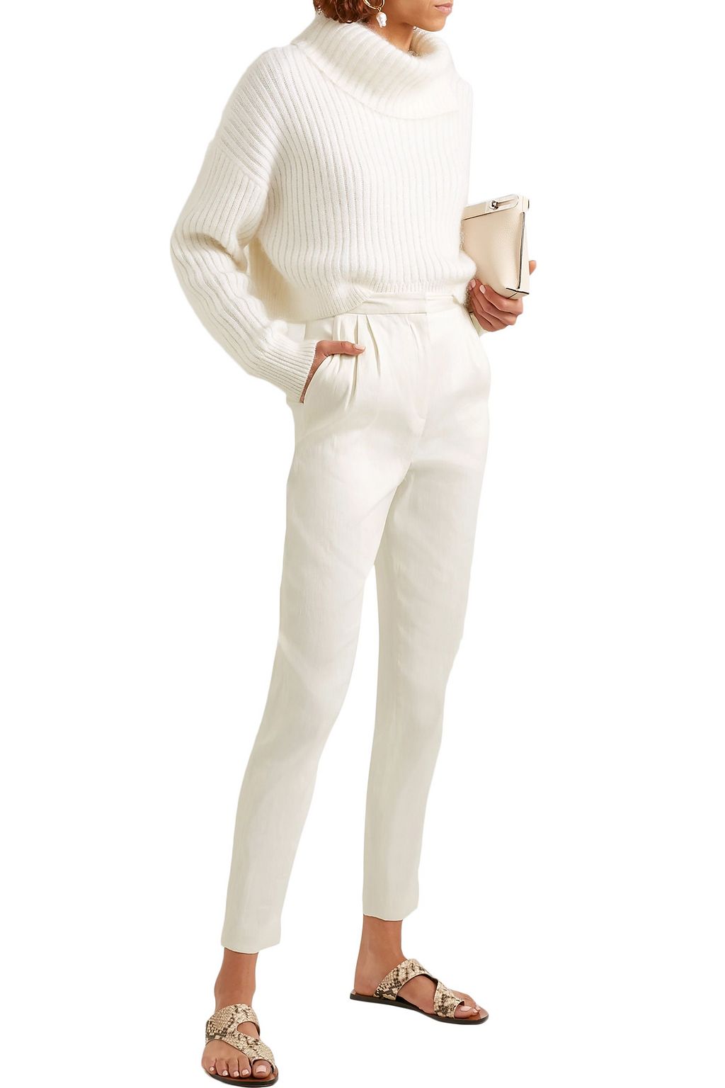 MANSUR GAVRIEL Crinkled satin-twill tapered pants