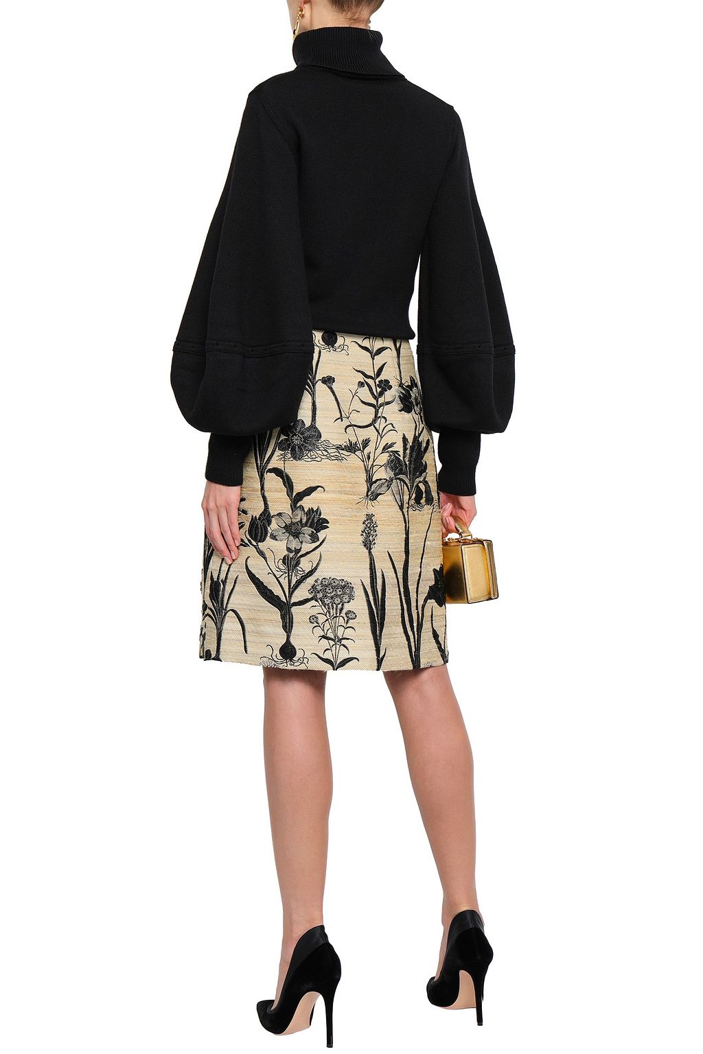 OSCAR DE LA RENTA Floral-jacquard skirt