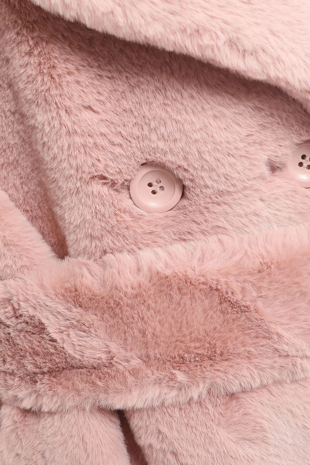 STAND Fausta double-breasted belted faux fur coat