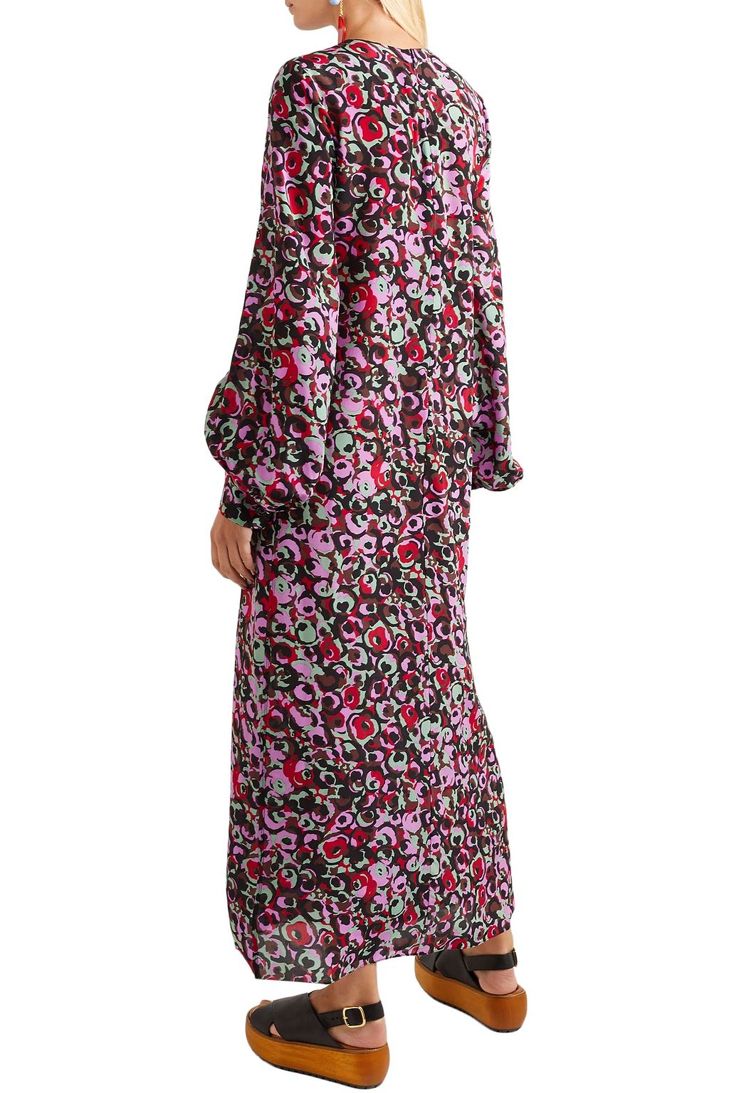 MARNI フローラルプリント シルククレープ マキシワンピース