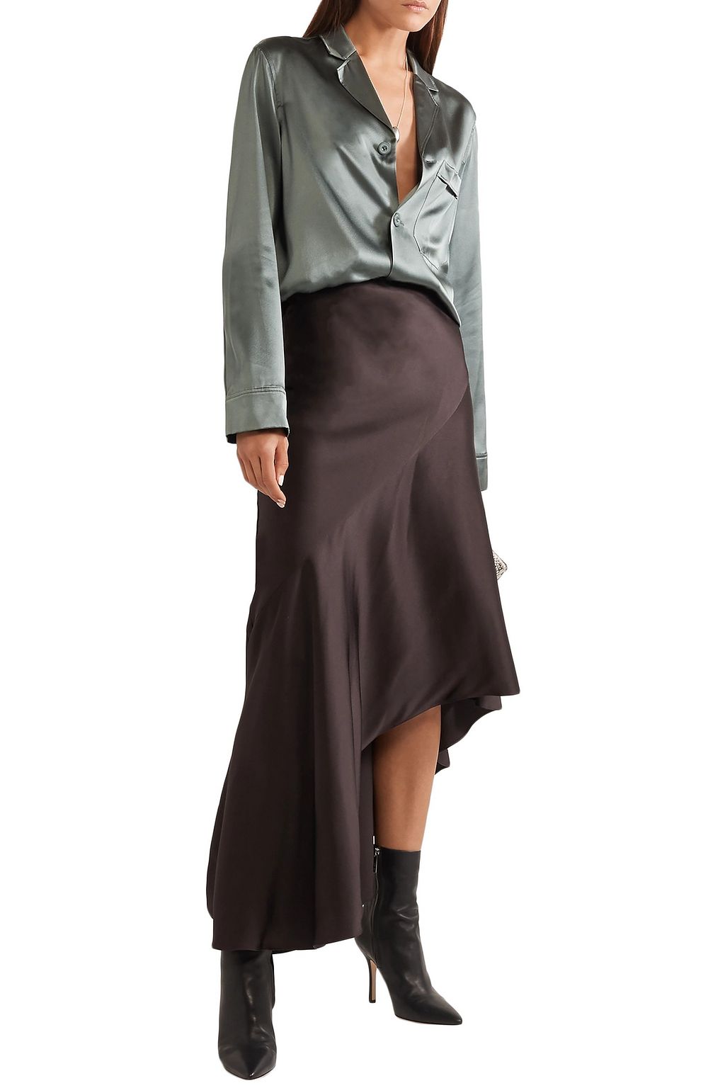 HAIDER ACKERMANN Asymmetric satin-crepe midi skirt
