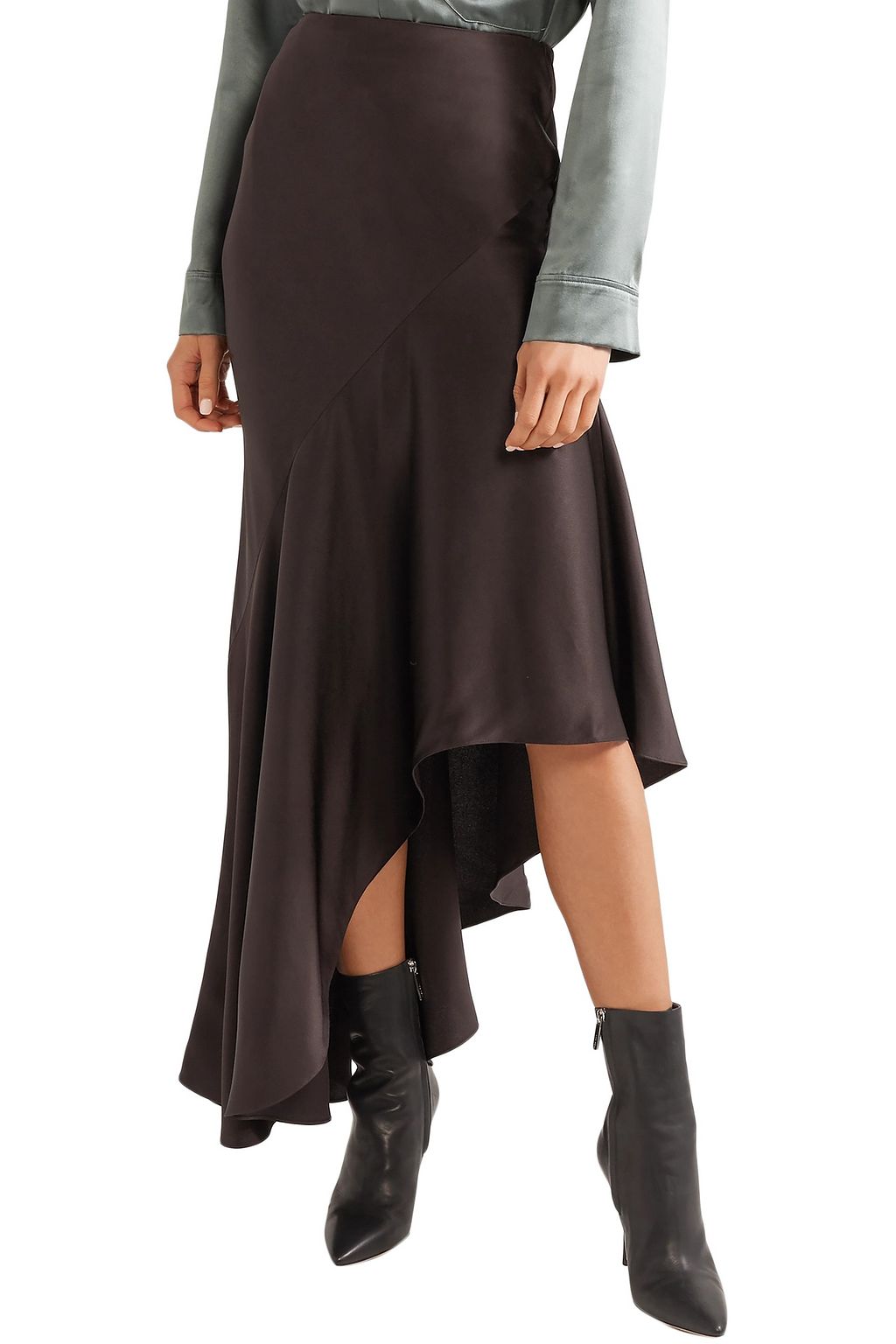 HAIDER ACKERMANN Asymmetric satin-crepe midi skirt