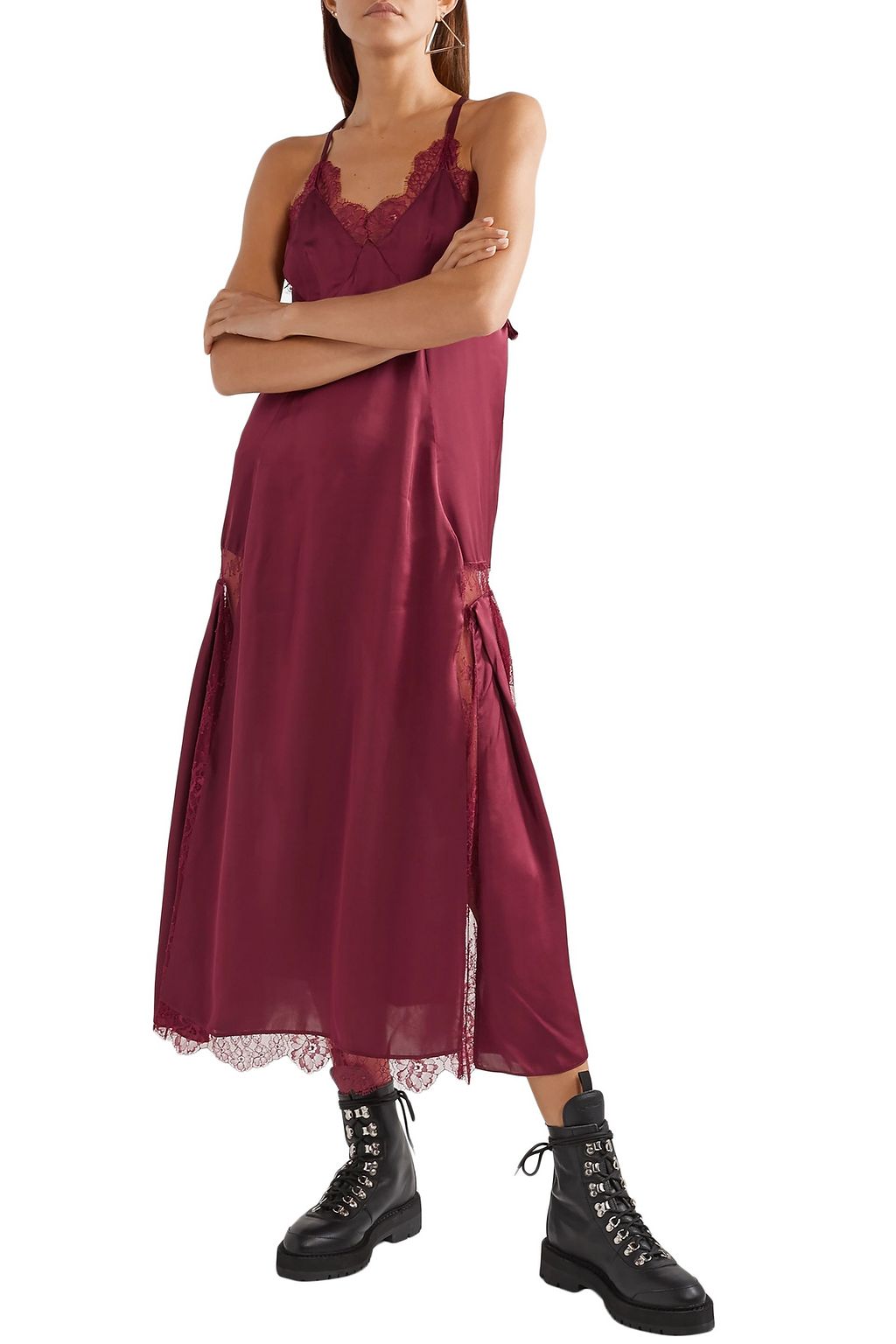 OFF-WHITE™ Elsa lace-paneled satin midi dress