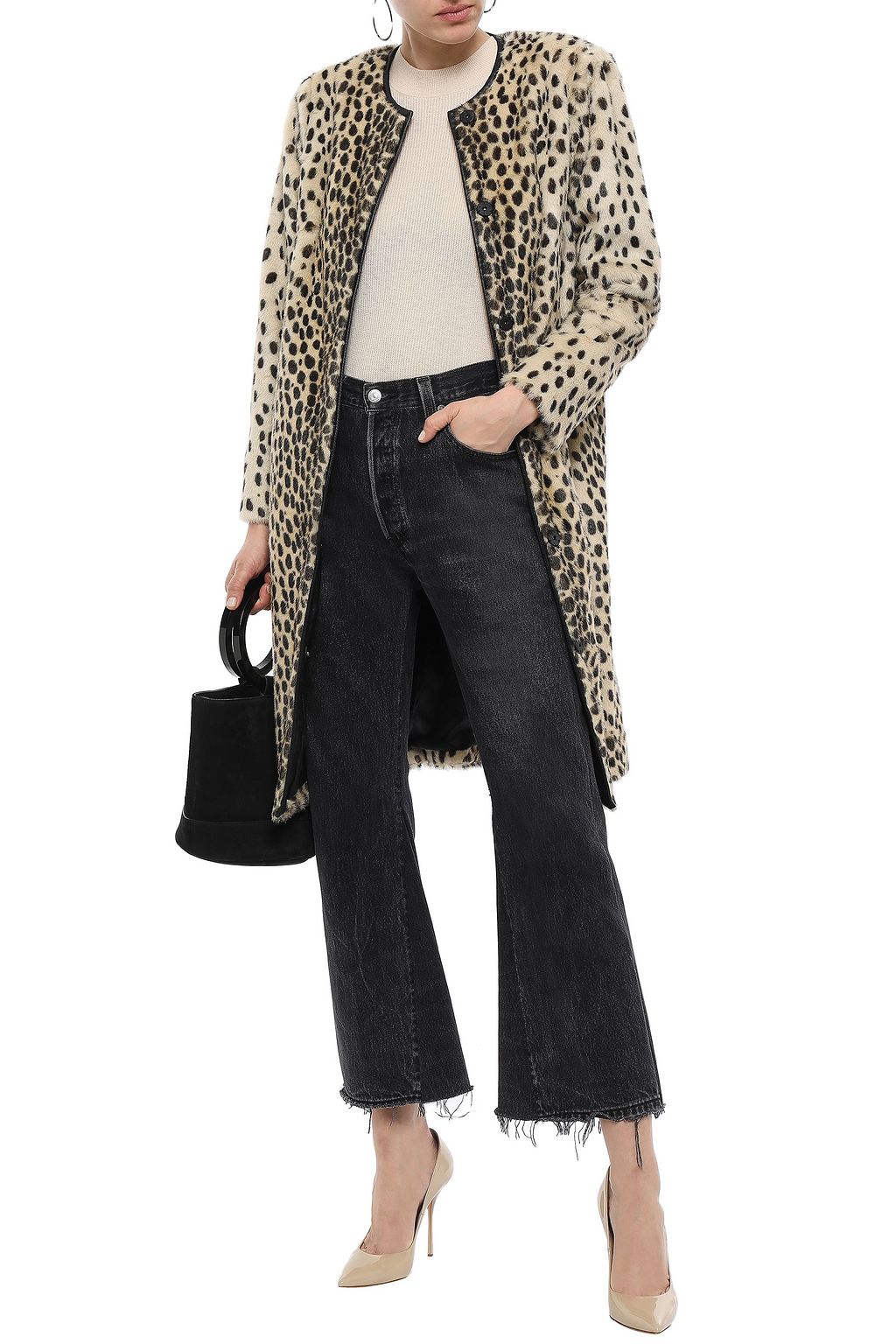 STAND Leopard-print faux fur jacket