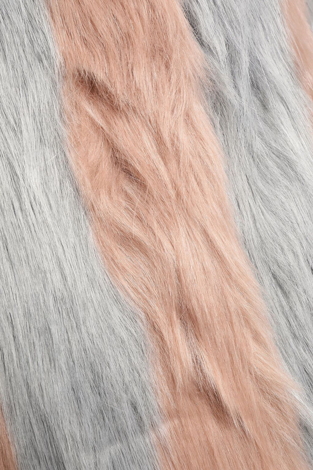 STAND Striped faux fur coat