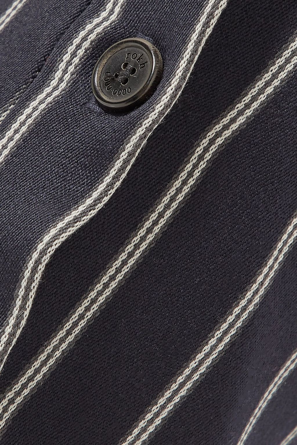 ROKH Button-detailed striped wool and cotton-blend striaght-leg pants