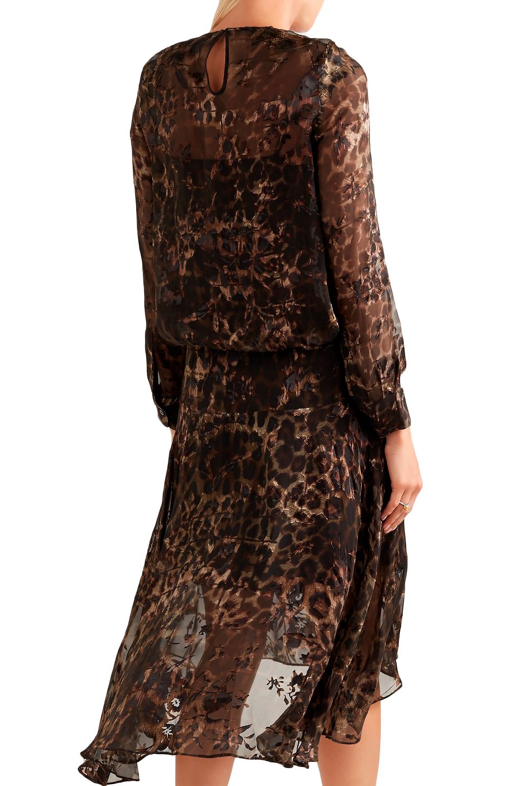PREEN BY THORNTON BREGAZZI Andrea asymmetric leopard-print burnout silk-blend dress