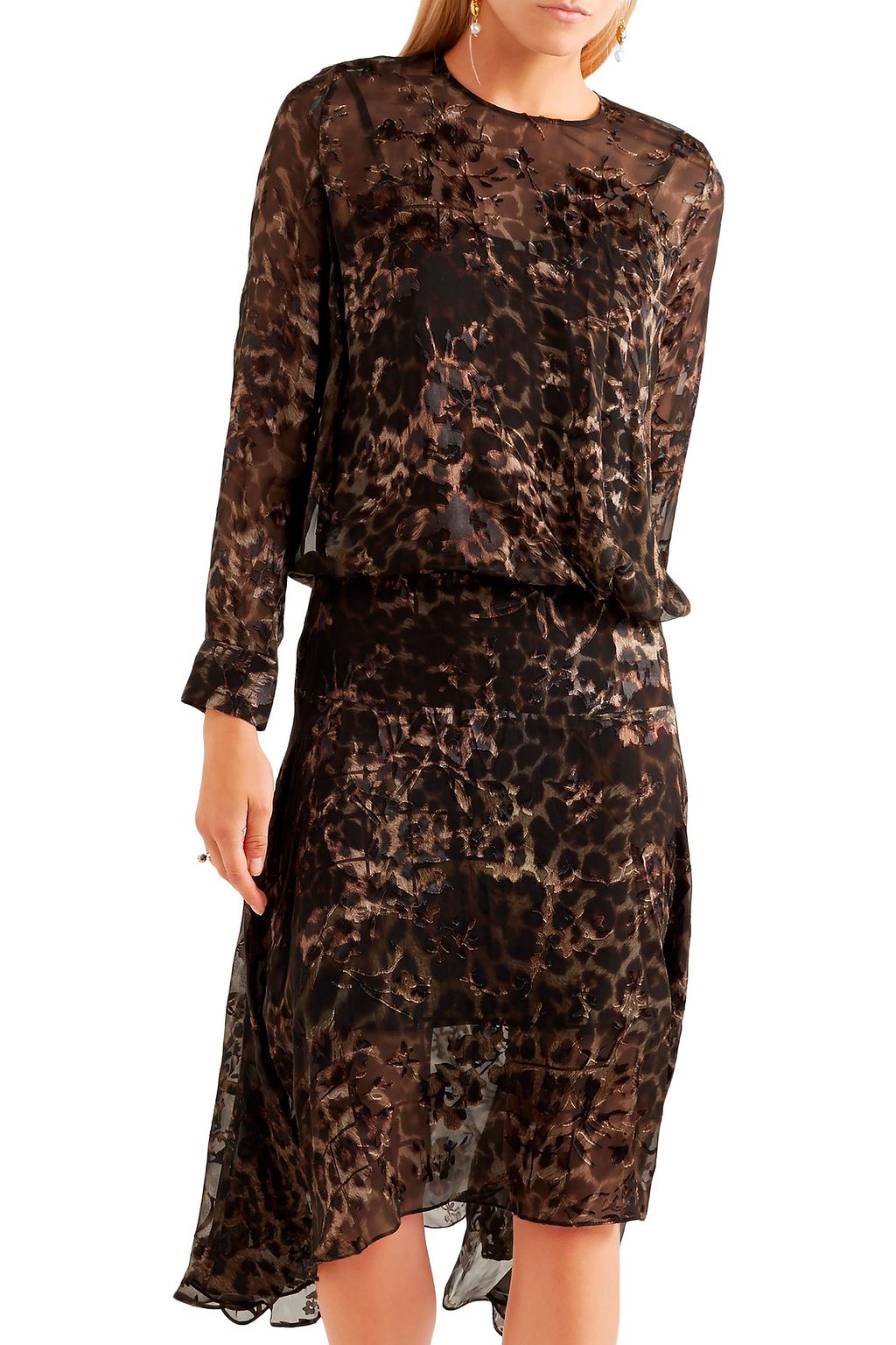 PREEN BY THORNTON BREGAZZI Andrea asymmetric leopard-print burnout silk-blend dress