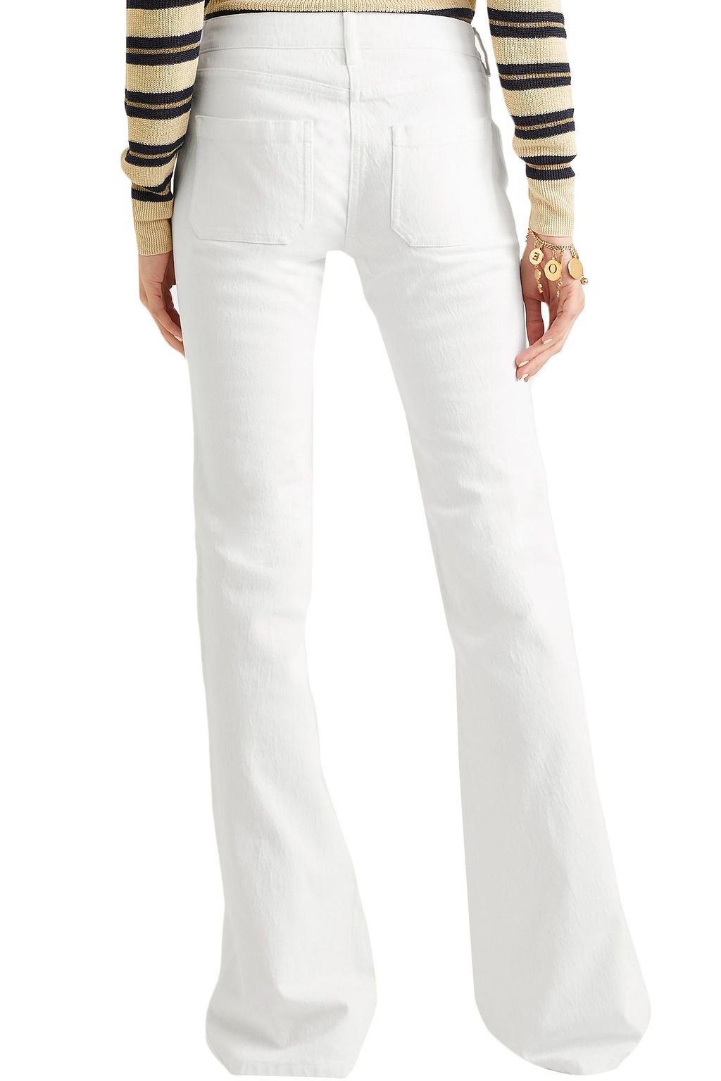 CHLOÉ Button-detailed mid-rise bootcut jeans