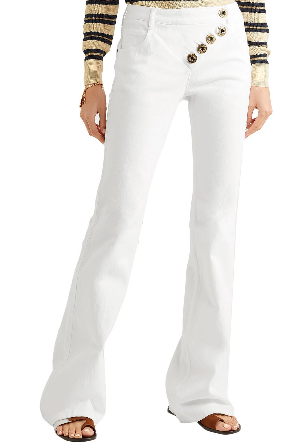 CHLOÉ Button-detailed mid-rise bootcut jeans