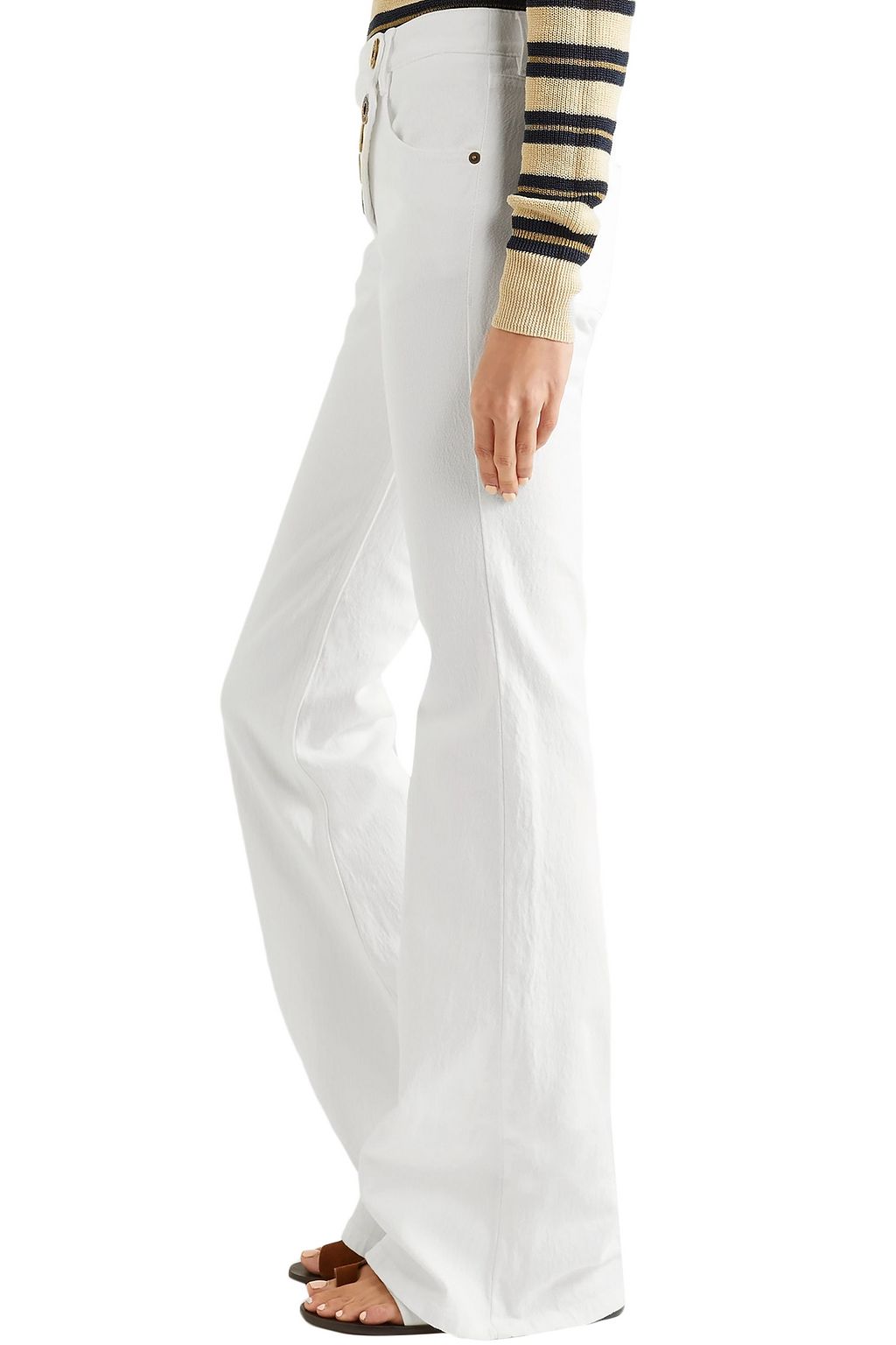 CHLOÉ Button-detailed mid-rise bootcut jeans