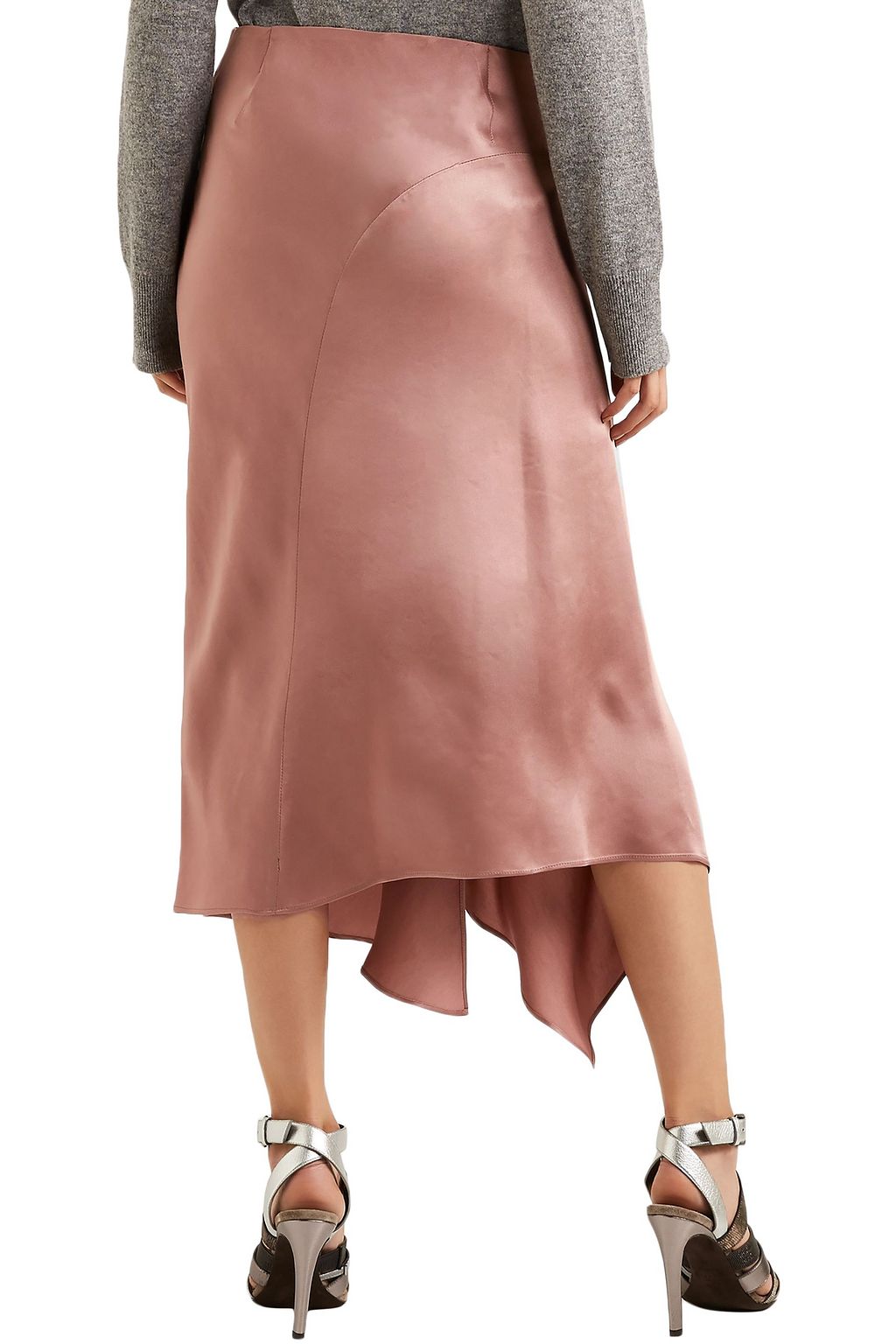 BRUNELLO CUCINELLI Asymmetric satin midi skirt